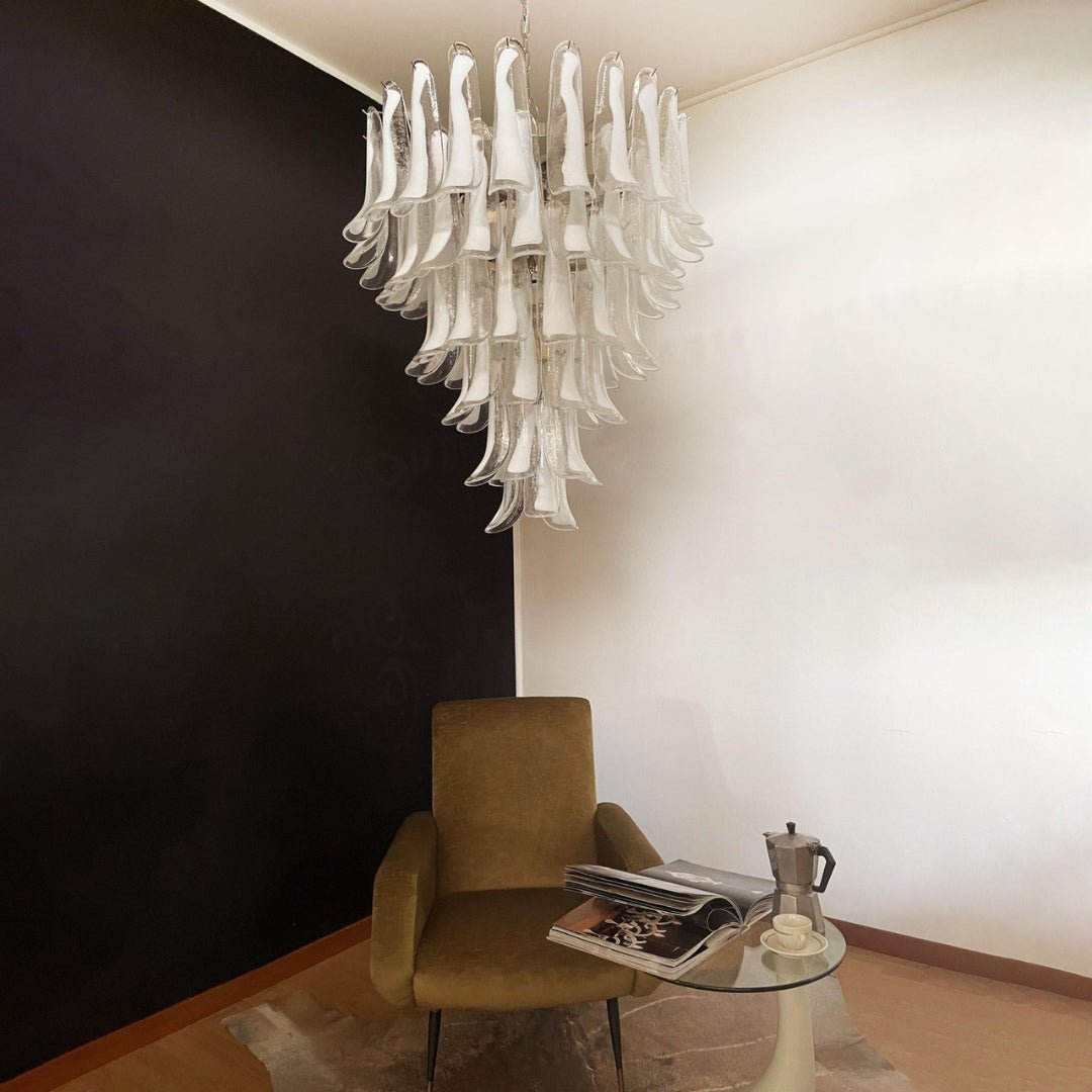 Murano White Glass Petals Chandelier - Lumpaz
