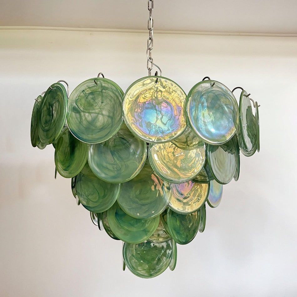 Green Murano Disc Chandelier - Lumpaz