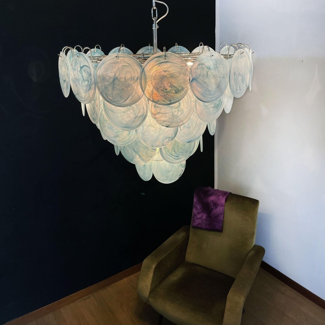 Blue Murano Disc Chandelier - Lumpaz