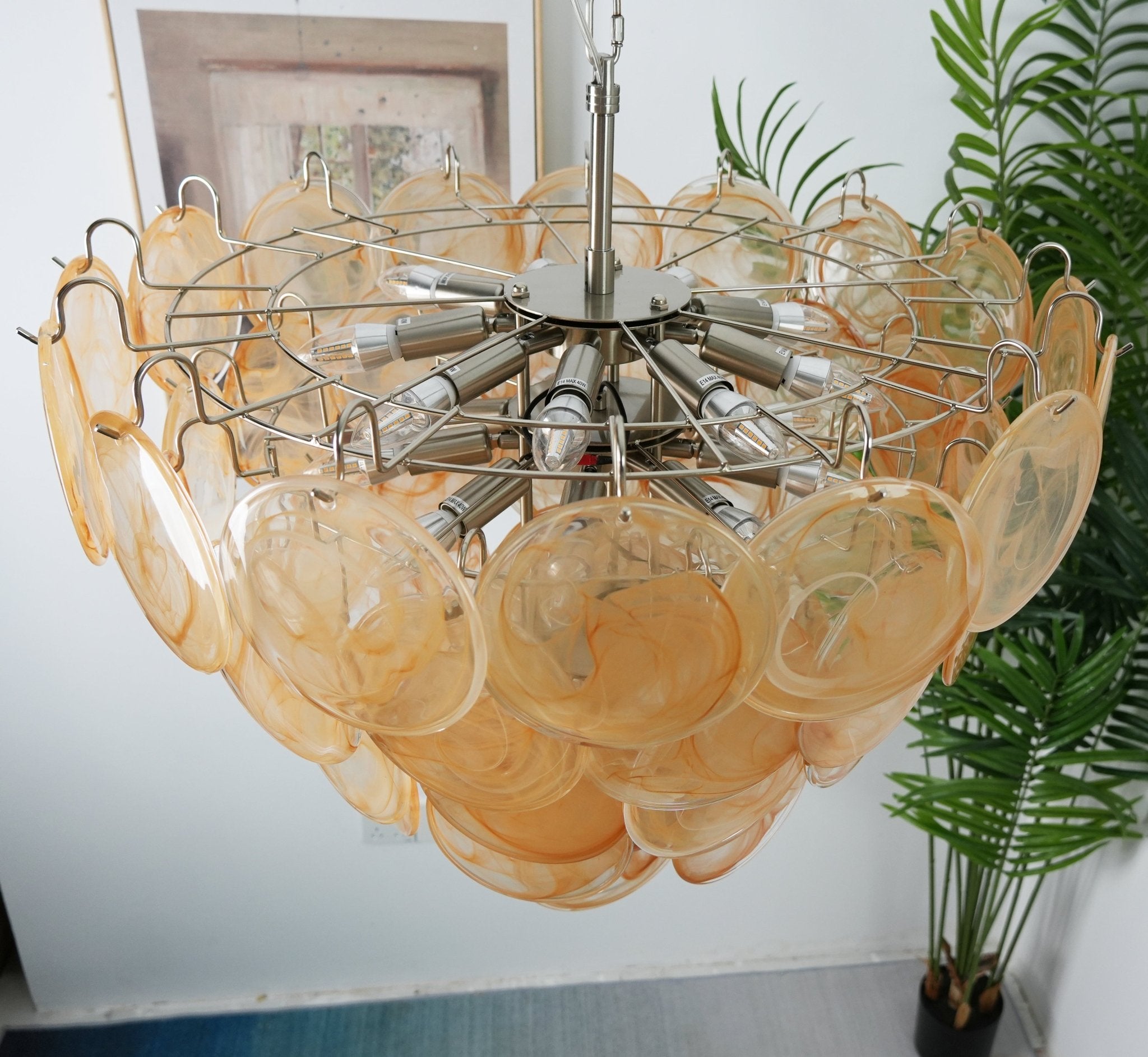 Orange Murano Disc Chandelier - Lumpaz