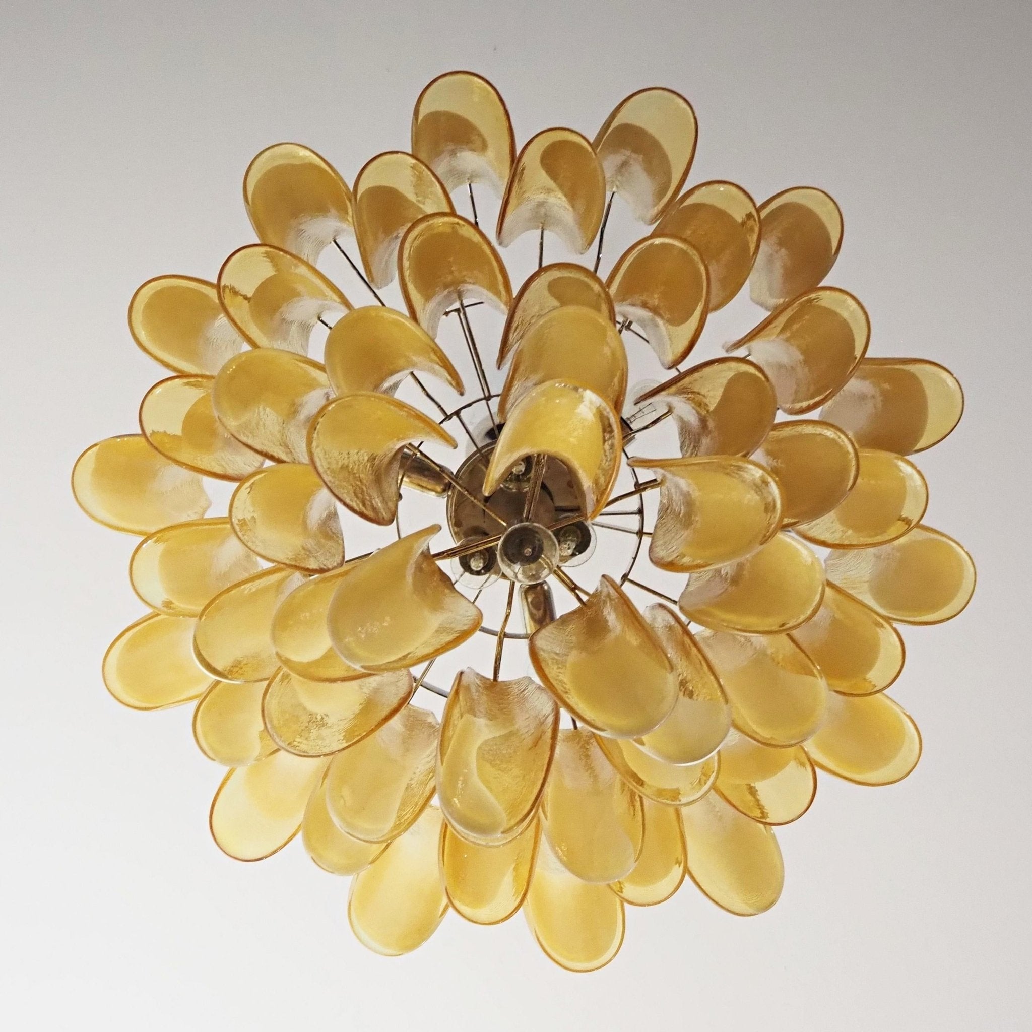 Amber Glass Murano Petals Chandelier - Lumpaz