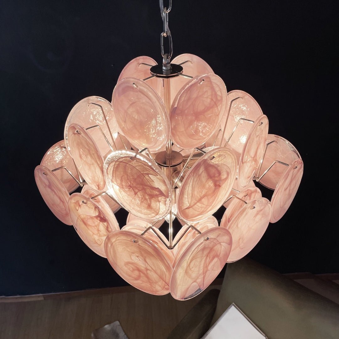 Murano Pink Disks Chandelier - Lumpaz