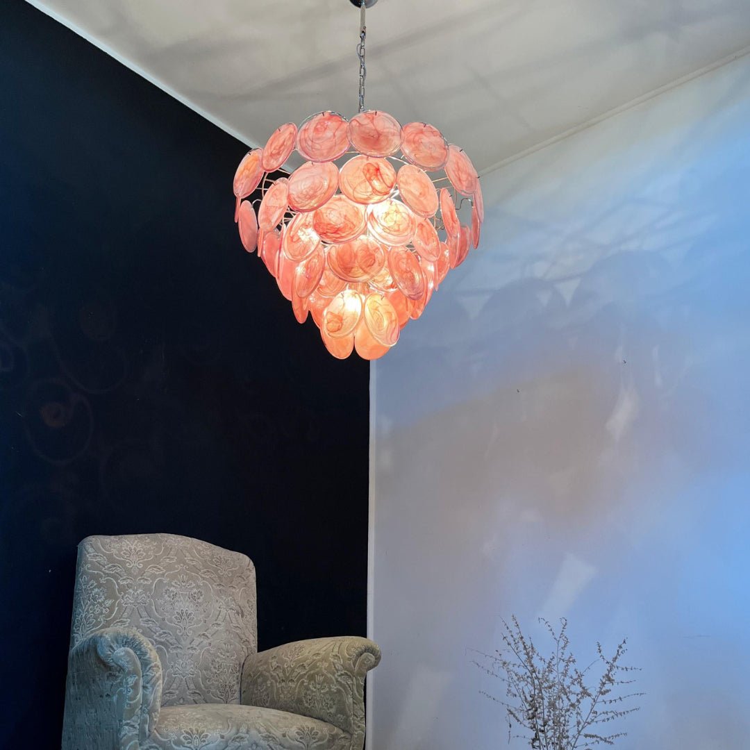 Pink Murano Disc Chandelier - Lumpaz