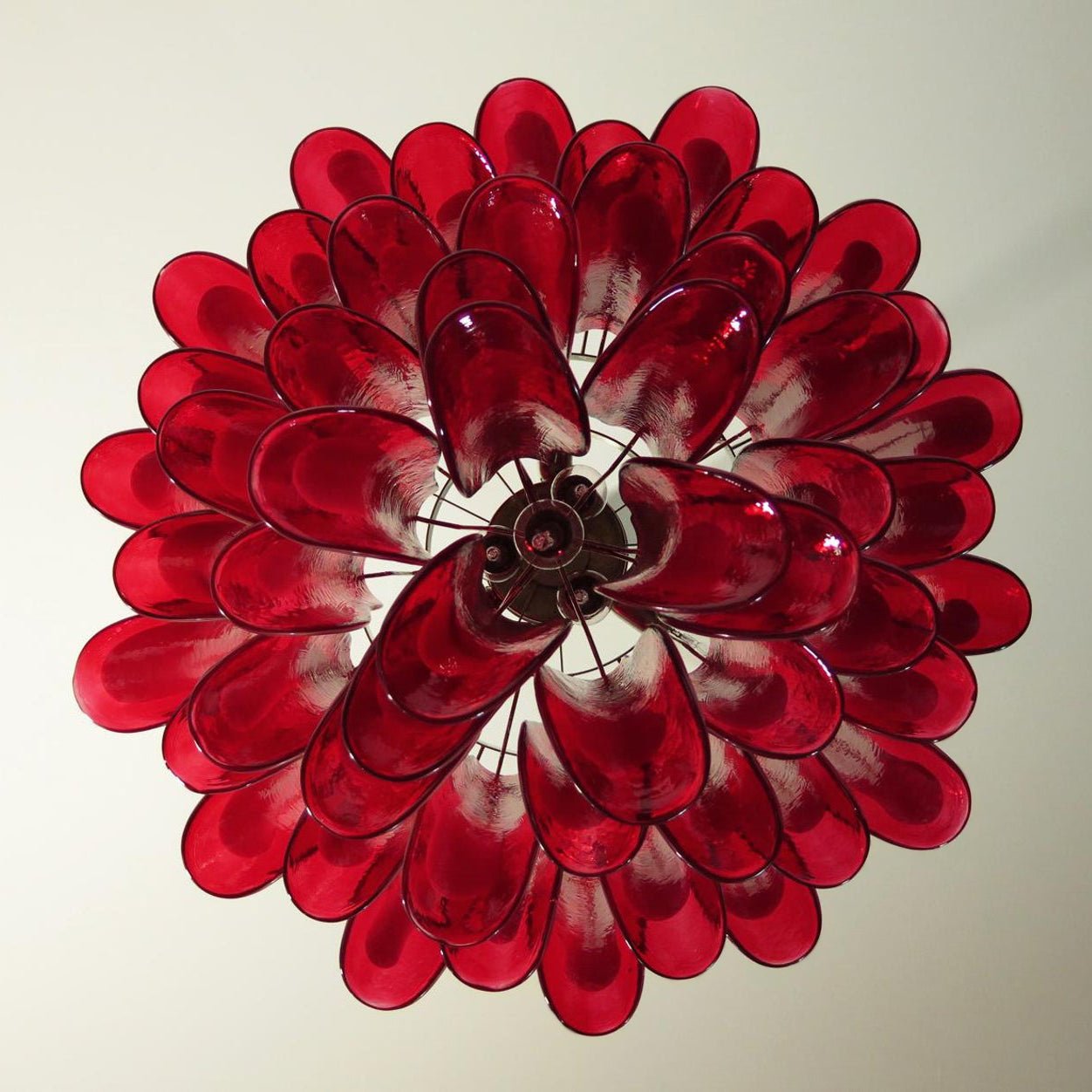 Red Glass Murano Petals Chandelier - Lumpaz