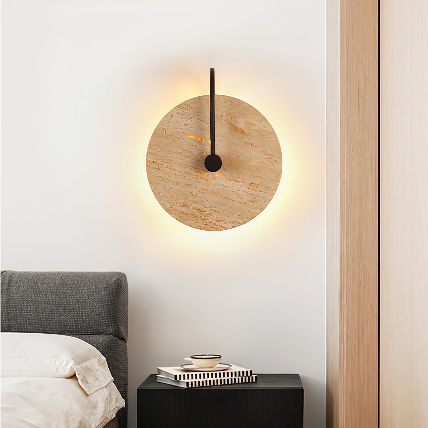Round Travertine Wall Lamp - Lumpaz