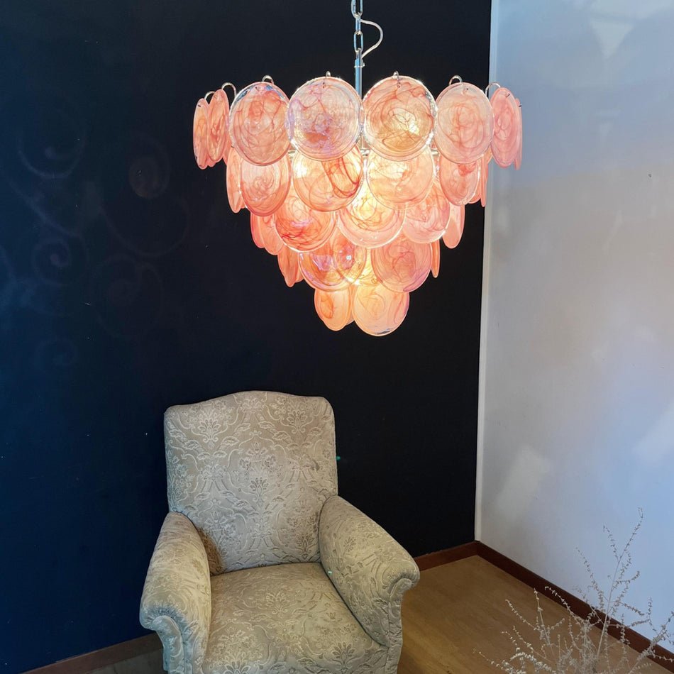 Pink Murano Disc Chandelier - Lumpaz