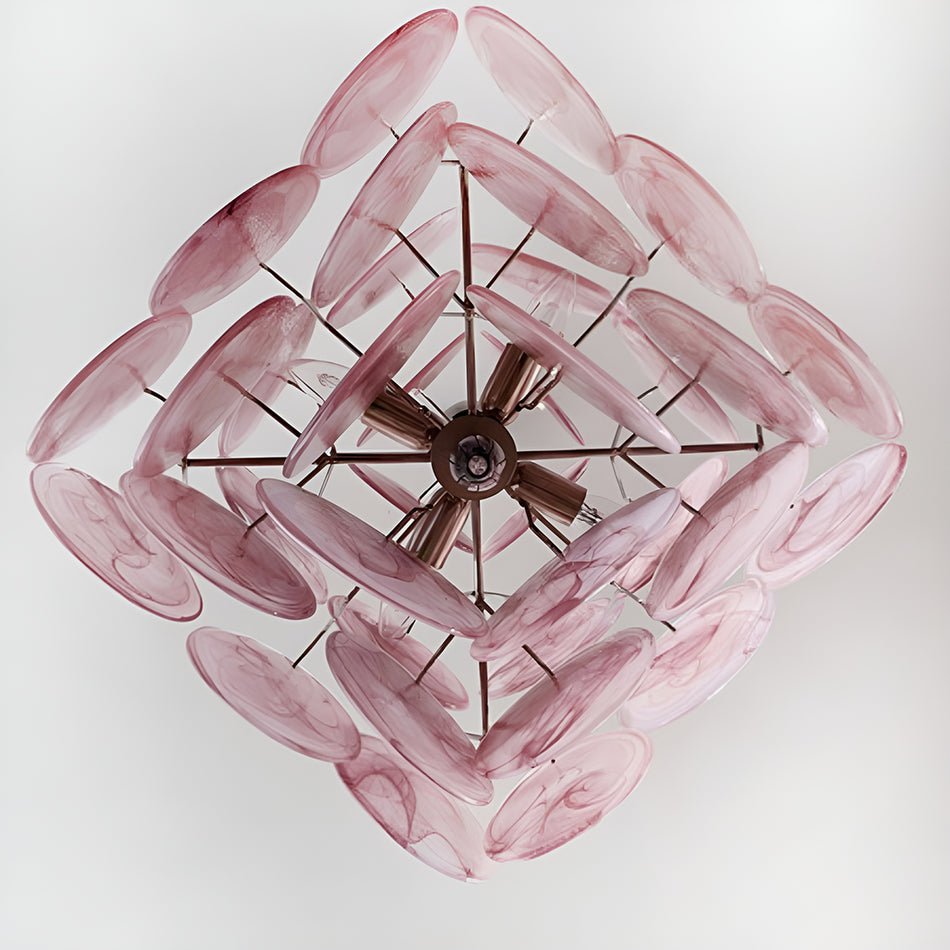 Murano Pink Disks Chandelier - Lumpaz