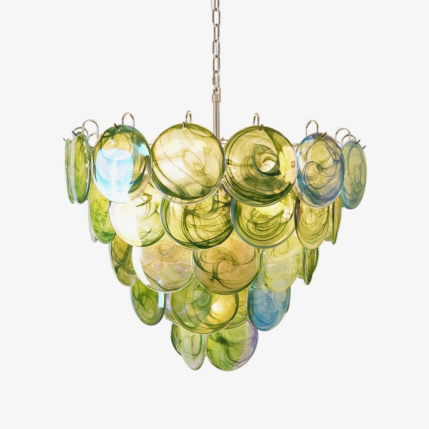 Green Murano Disc Chandelier - Lumpaz