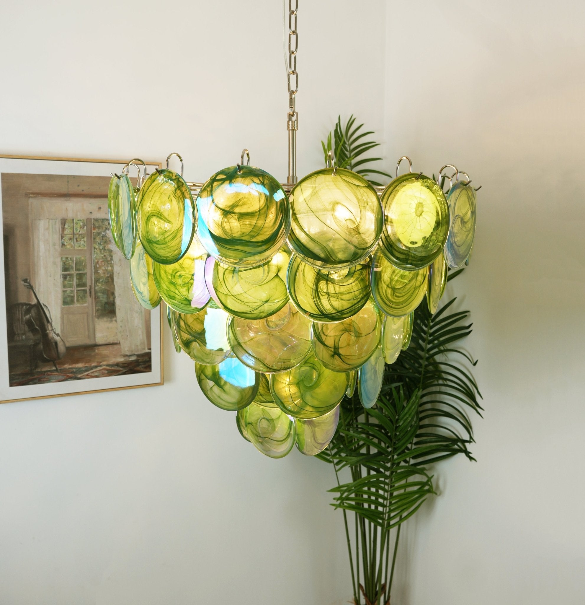 Green Murano Disc Chandelier - Lumpaz