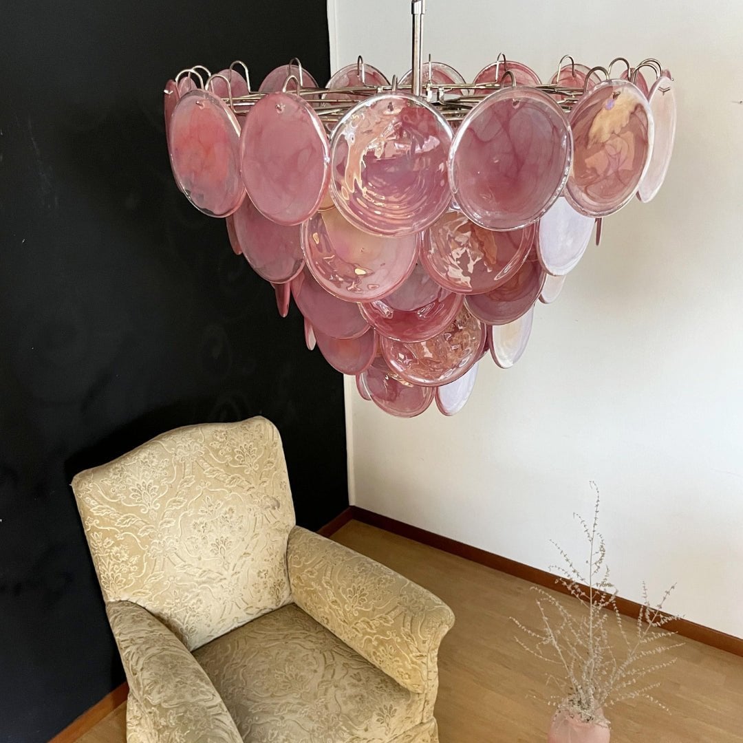 Pink Murano Disc Chandelier - Lumpaz