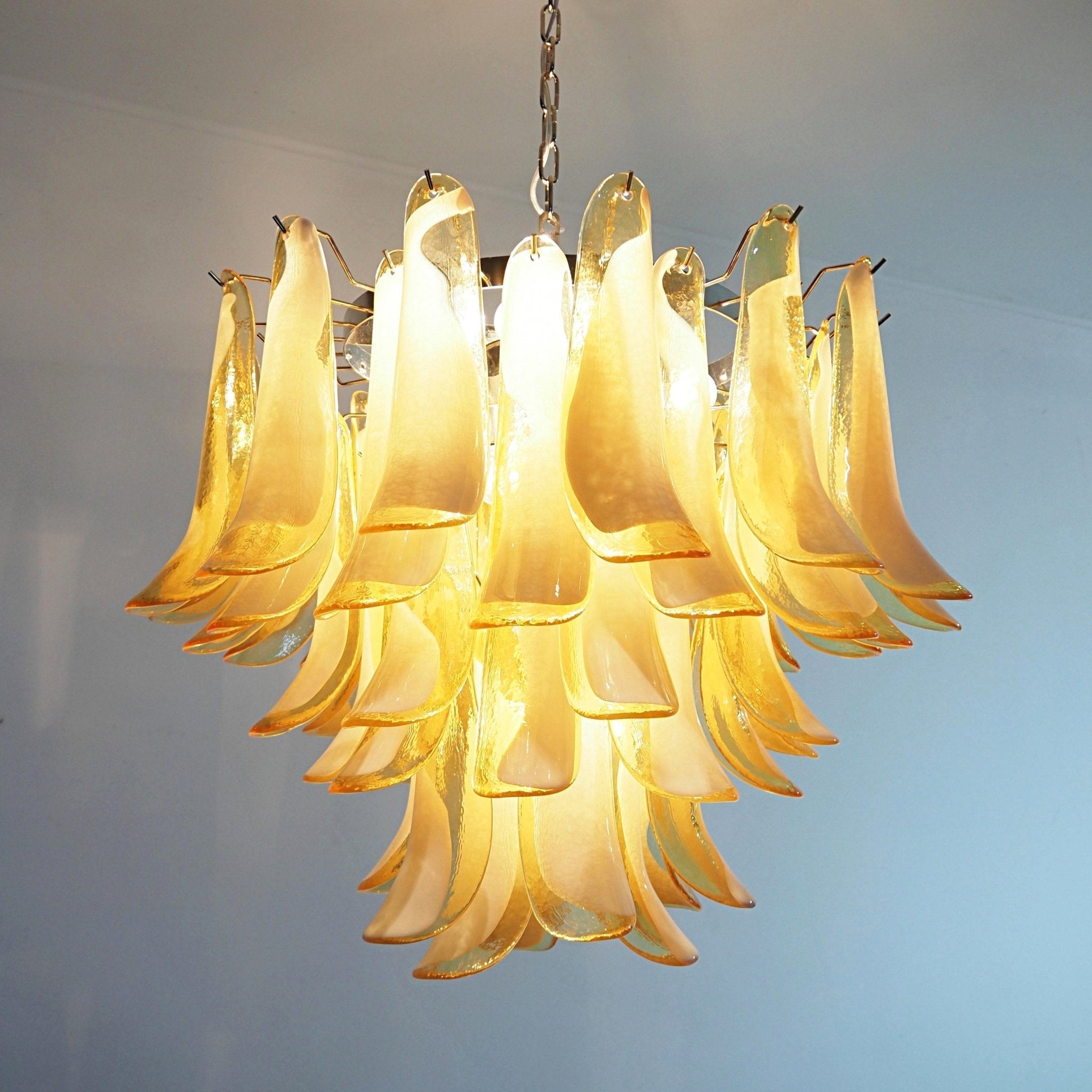 Amber Glass Murano Petals Chandelier - Lumpaz