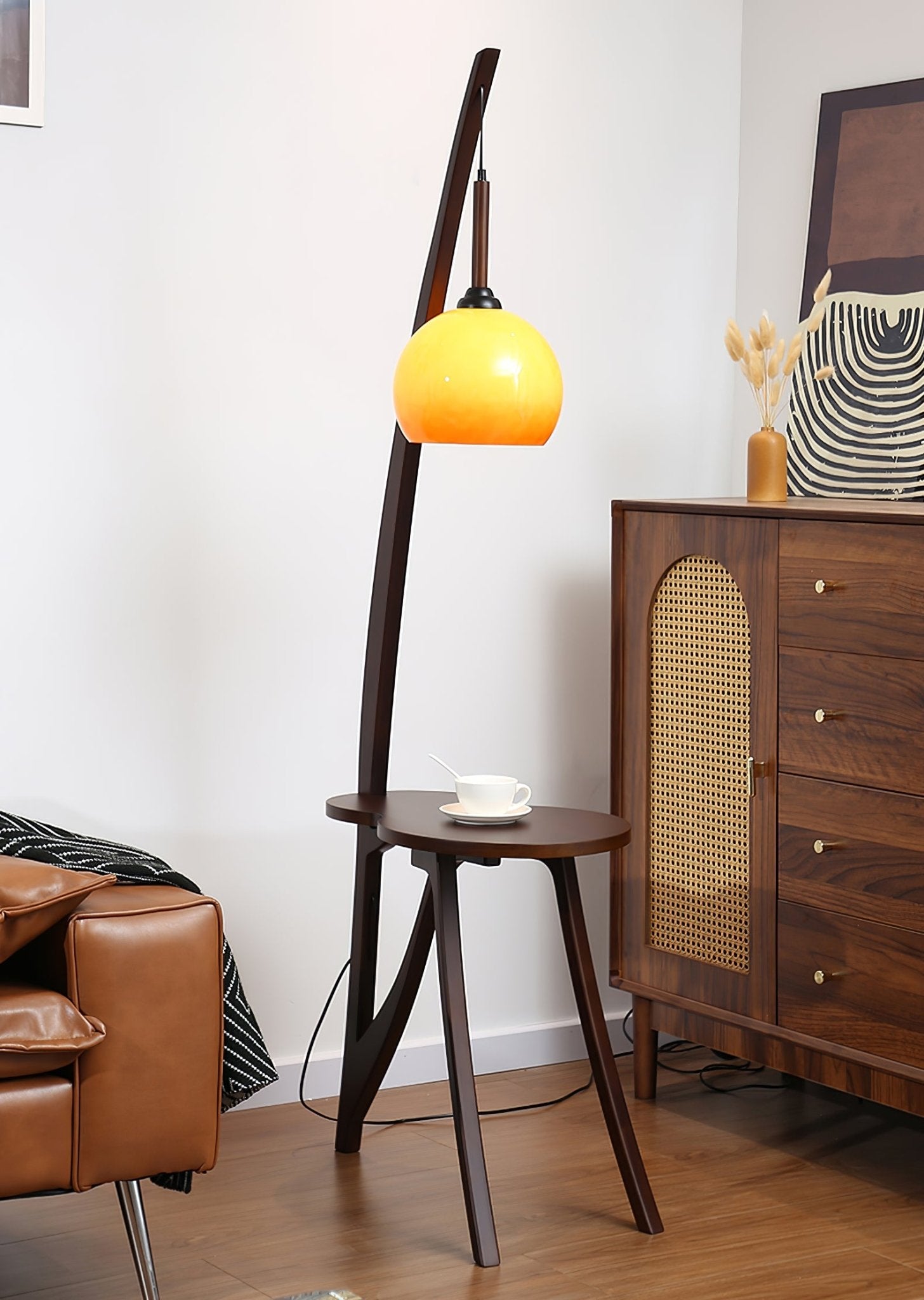 Arc Wood Hanging Floor Lamp - Lumpaz