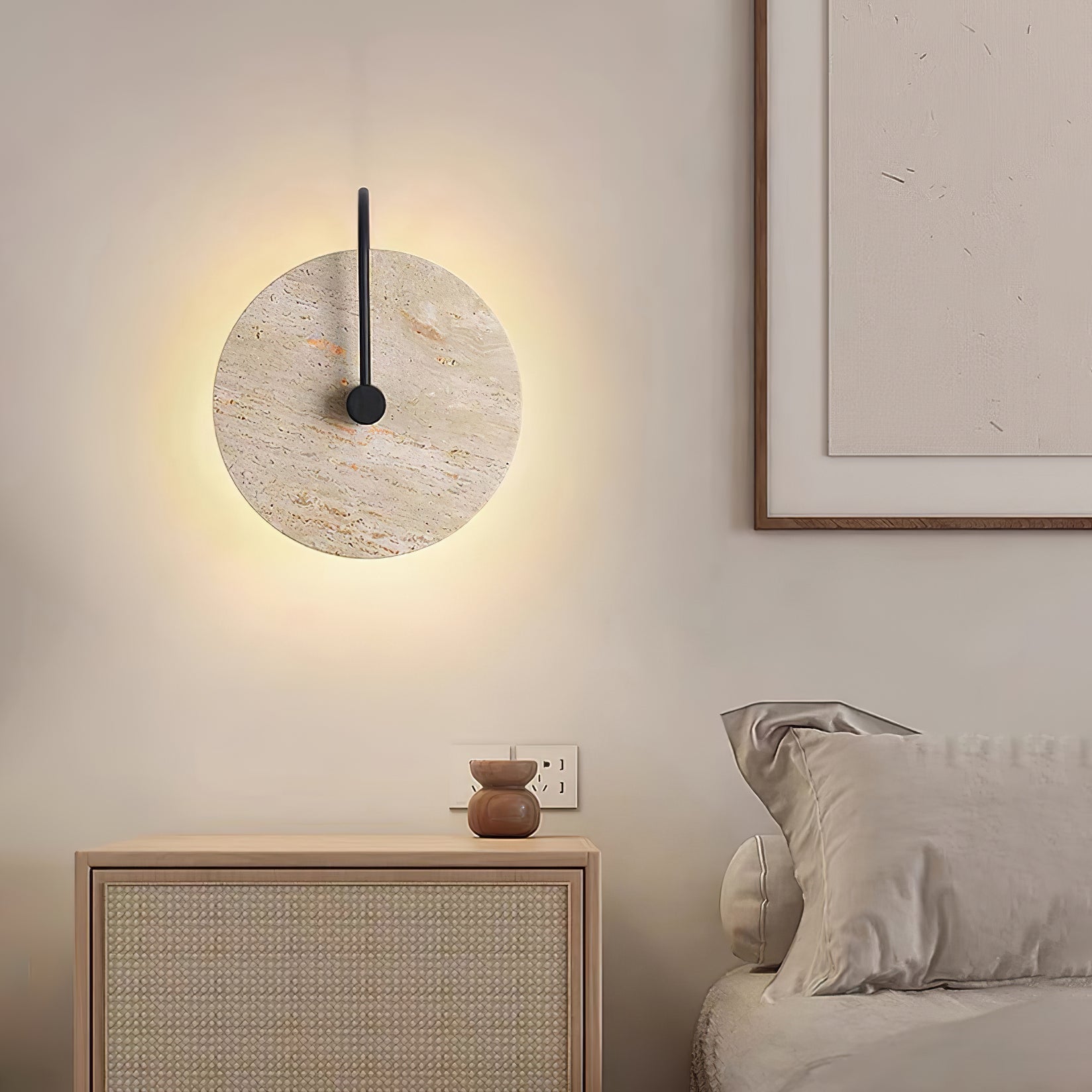 Round Travertine Wall Lamp - Lumpaz