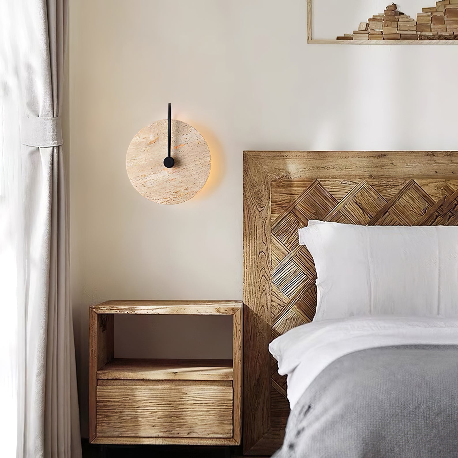 Round Travertine Wall Lamp - Lumpaz