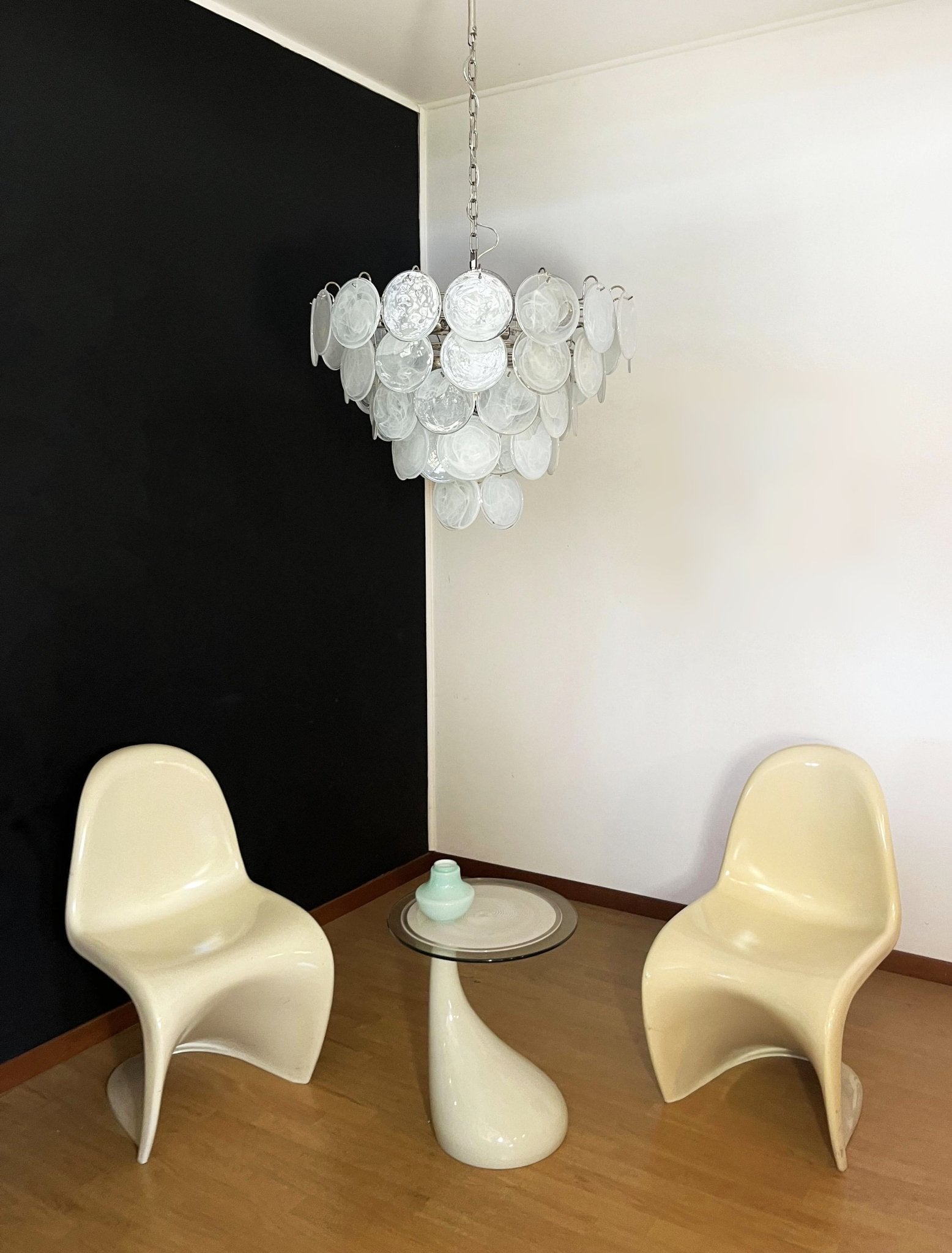White Murano Disc Chandelier - Lumpaz
