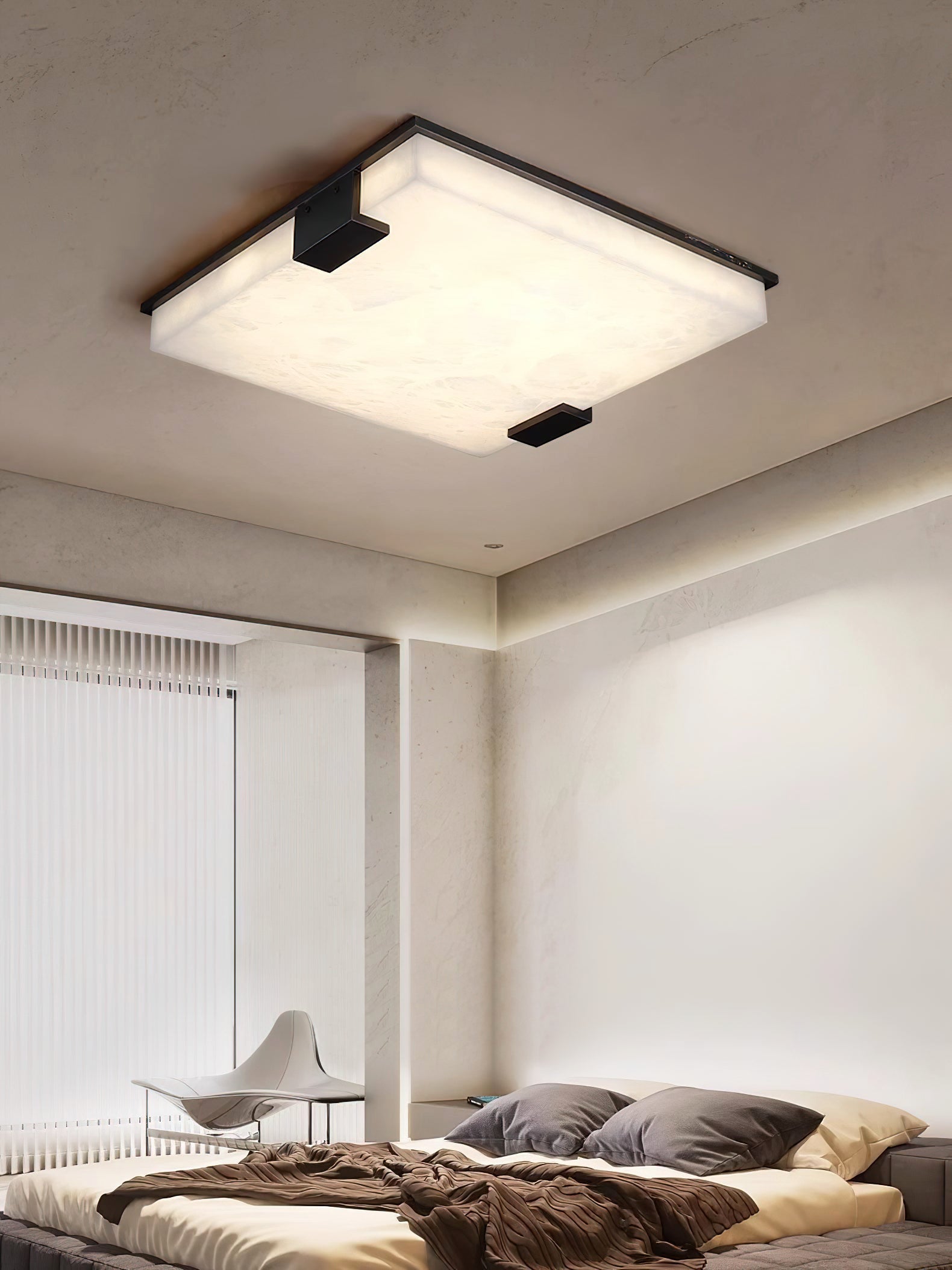 Square Alabaster Ceiling Lamp - Lumpaz