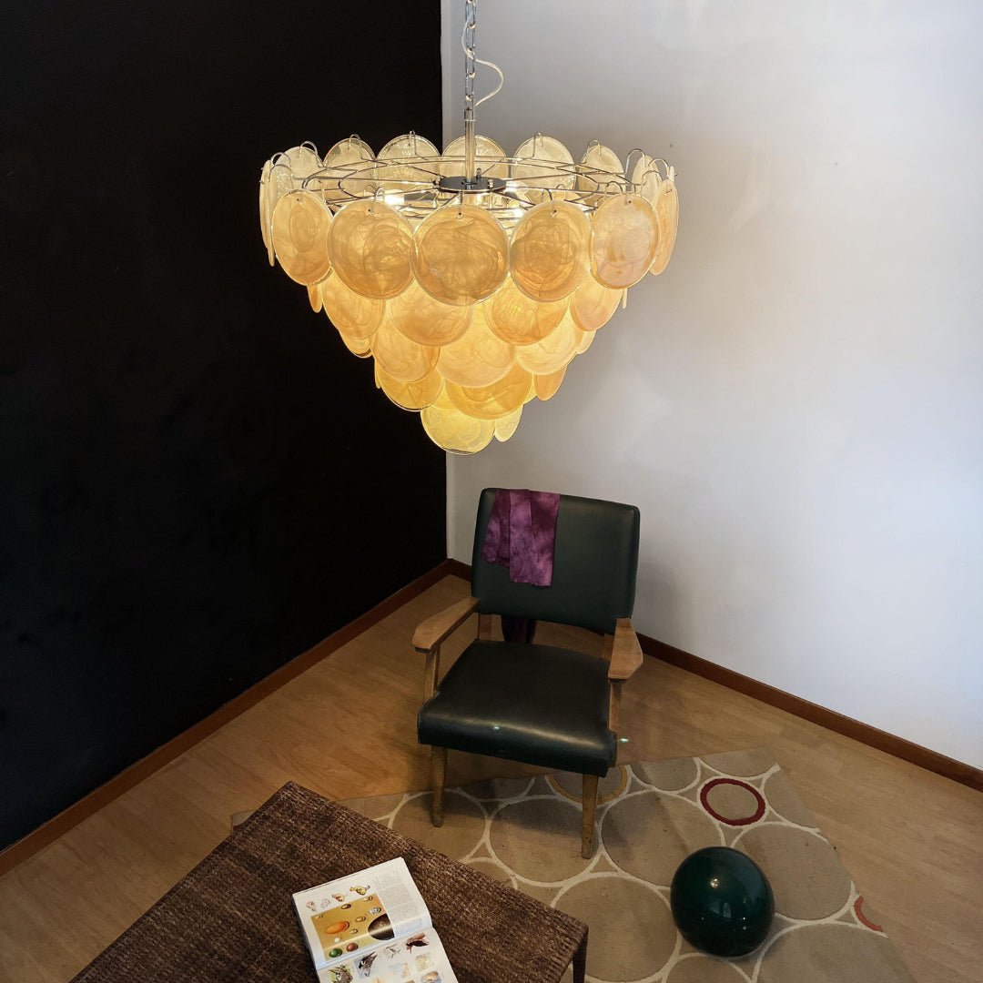 Orange Murano Disc Chandelier - Lumpaz