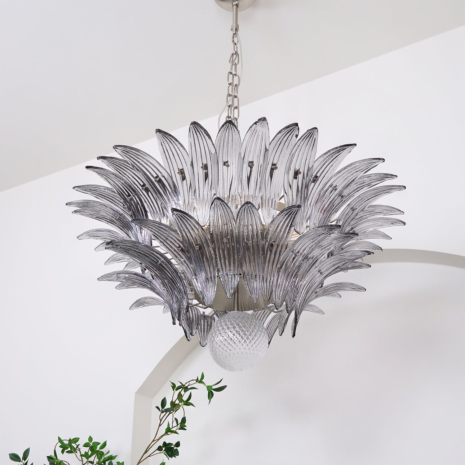 Murano Palmette Transparent Chandelier - Lumpaz