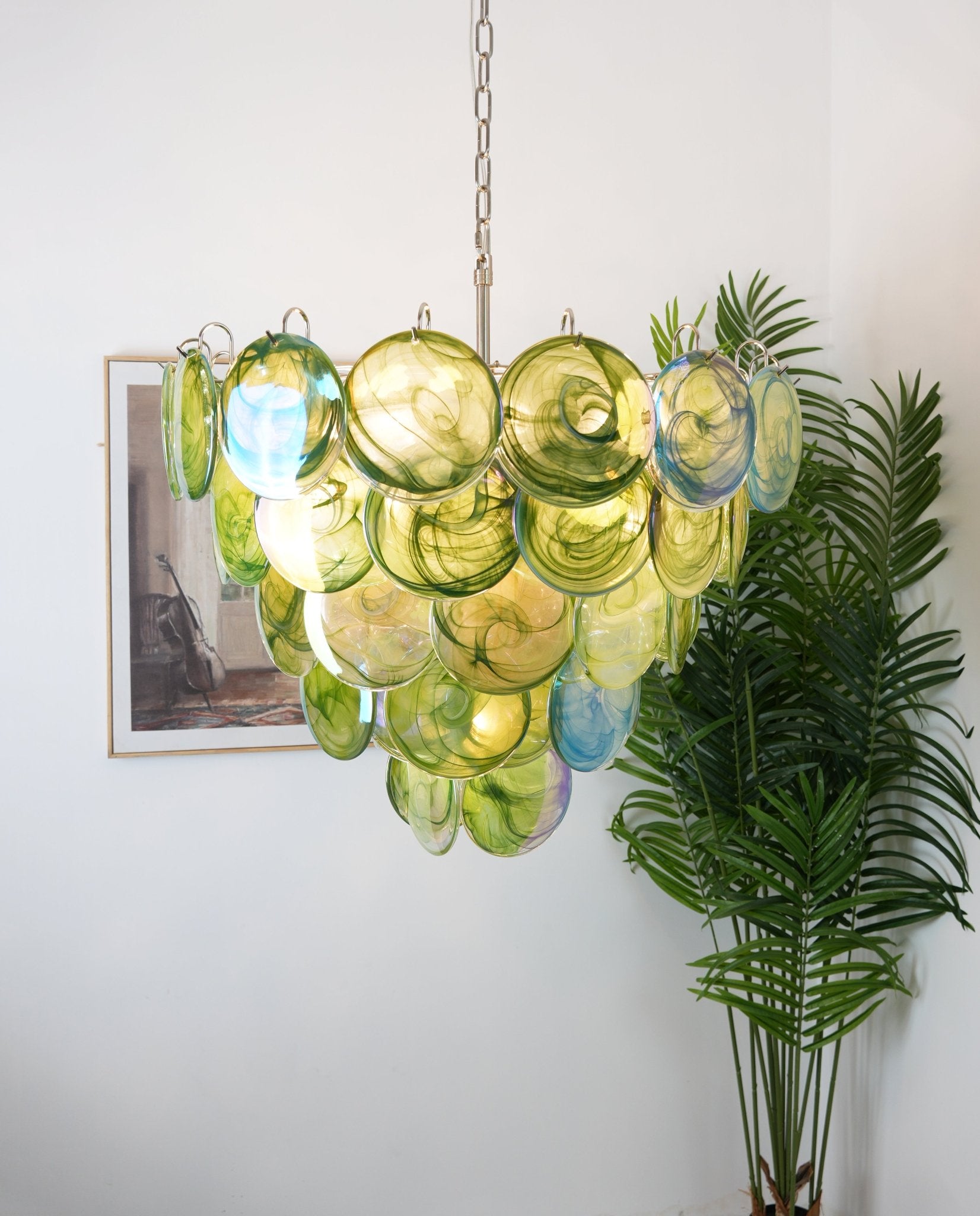 Green Murano Disc Chandelier - Lumpaz