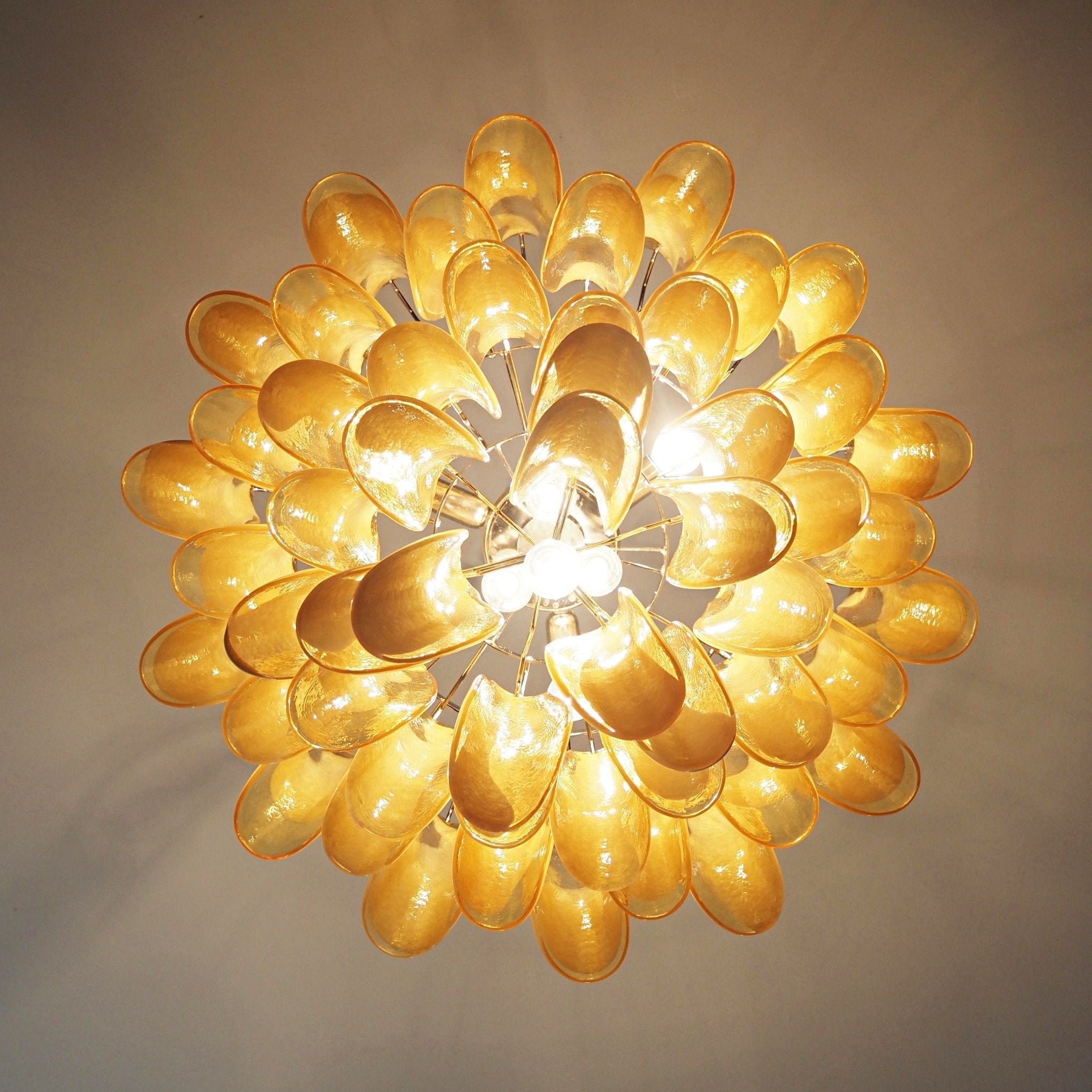 Amber Glass Murano Petals Chandelier - Lumpaz