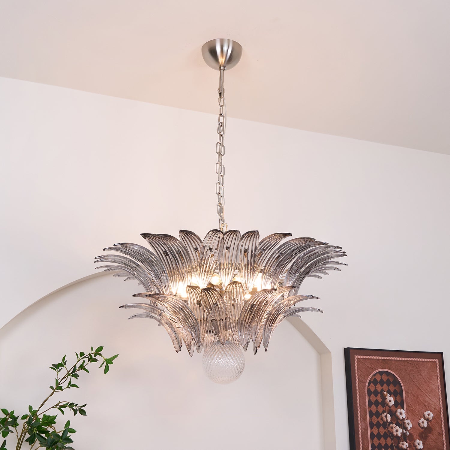 Murano Palmette Transparent Chandelier - Lumpaz