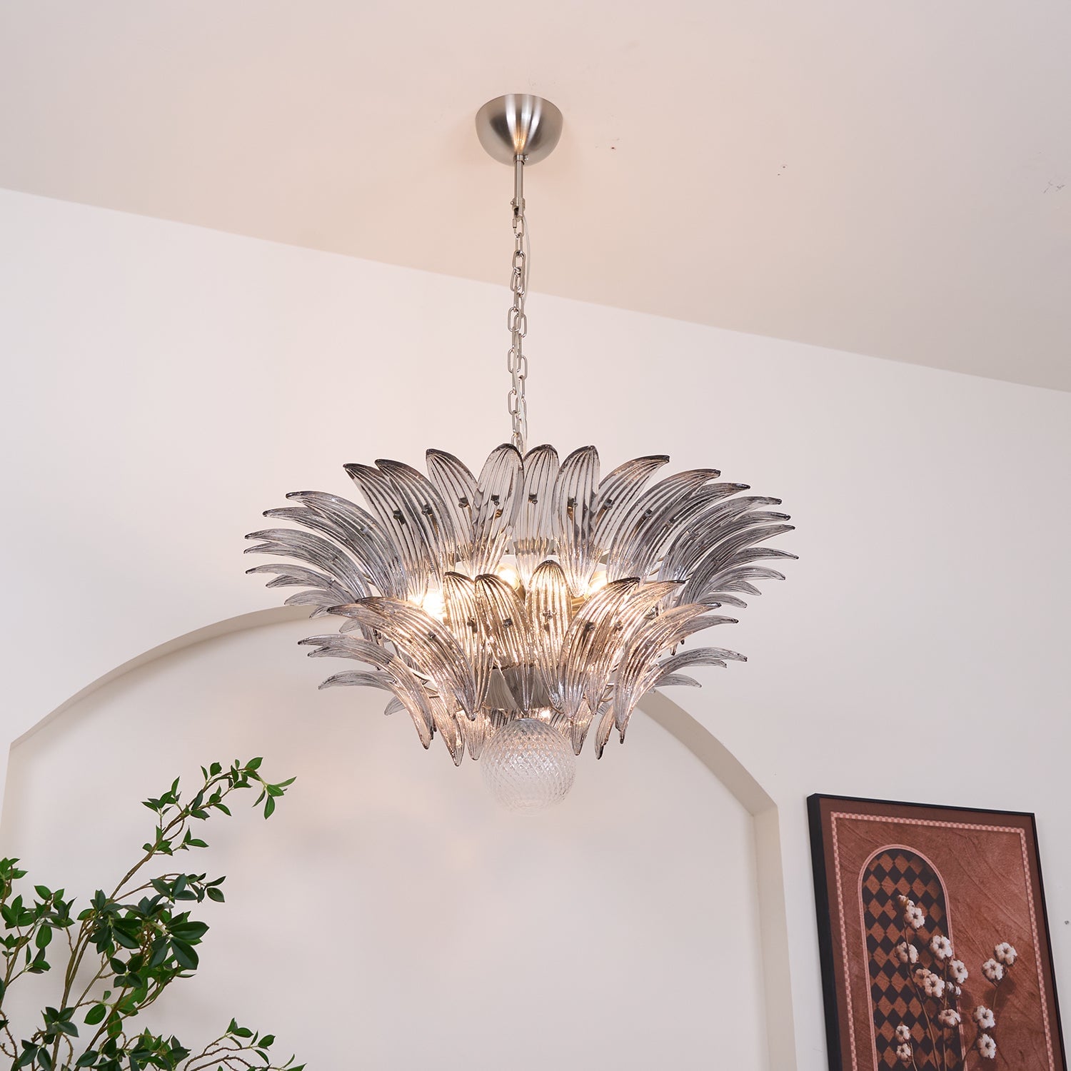 Murano Palmette Transparent Chandelier - Lumpaz