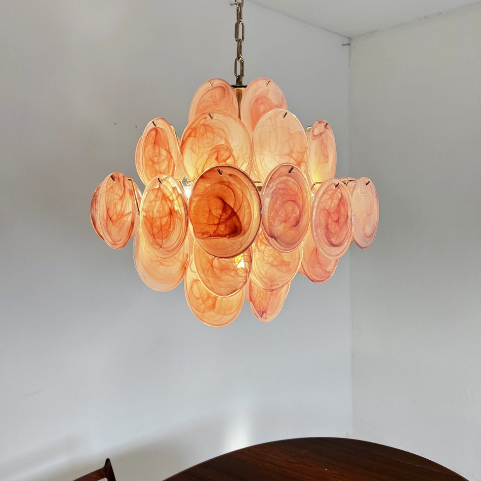 Murano Pink Disks Chandelier - Lumpaz