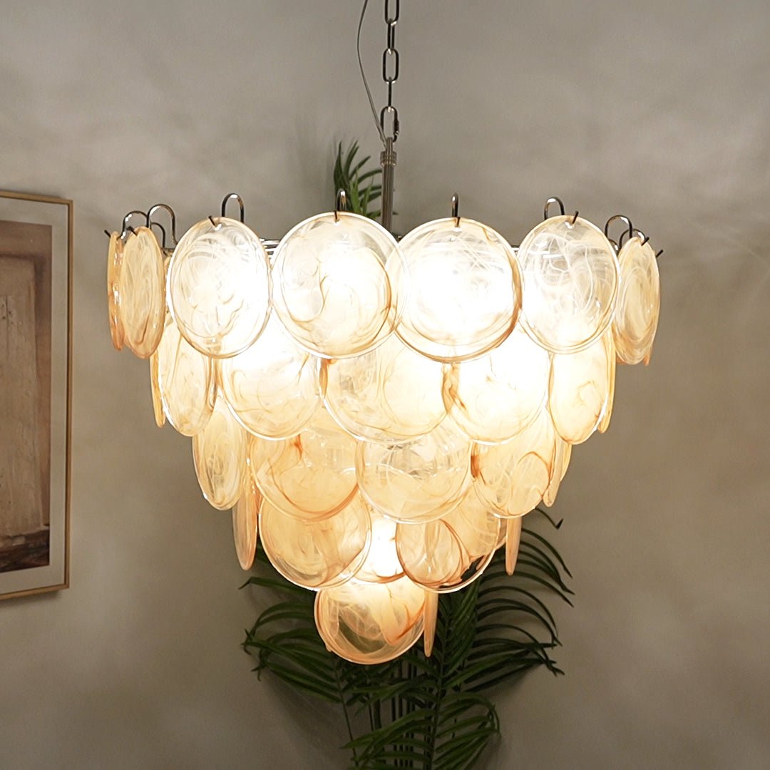Orange Murano Disc Chandelier - Lumpaz