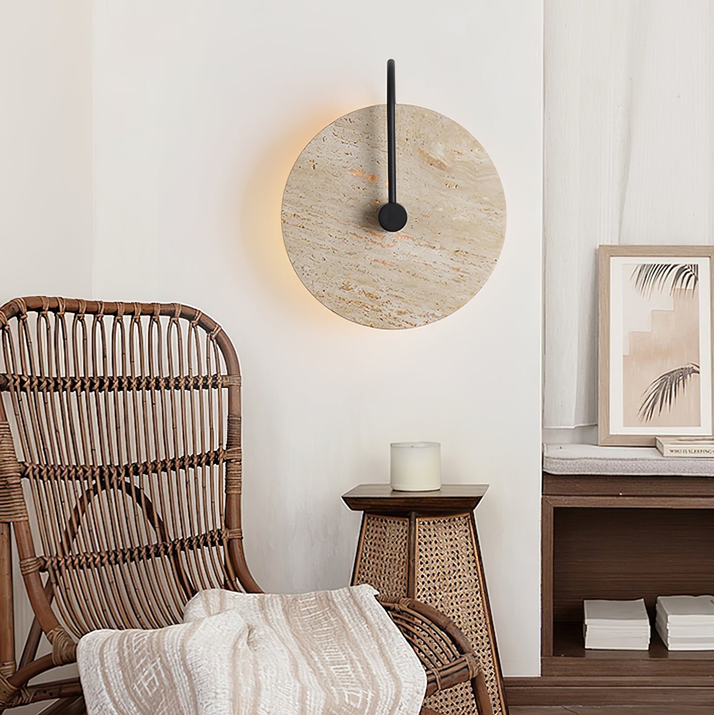 Round Travertine Wall Lamp - Lumpaz