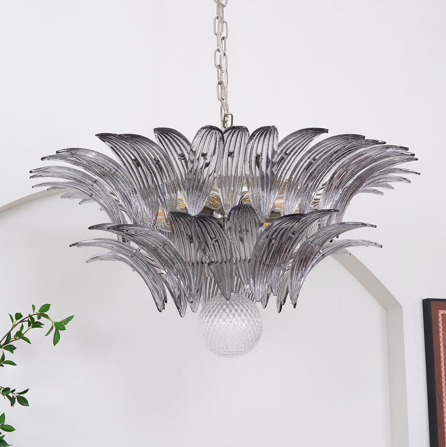 Murano Palmette Transparent Chandelier - Lumpaz