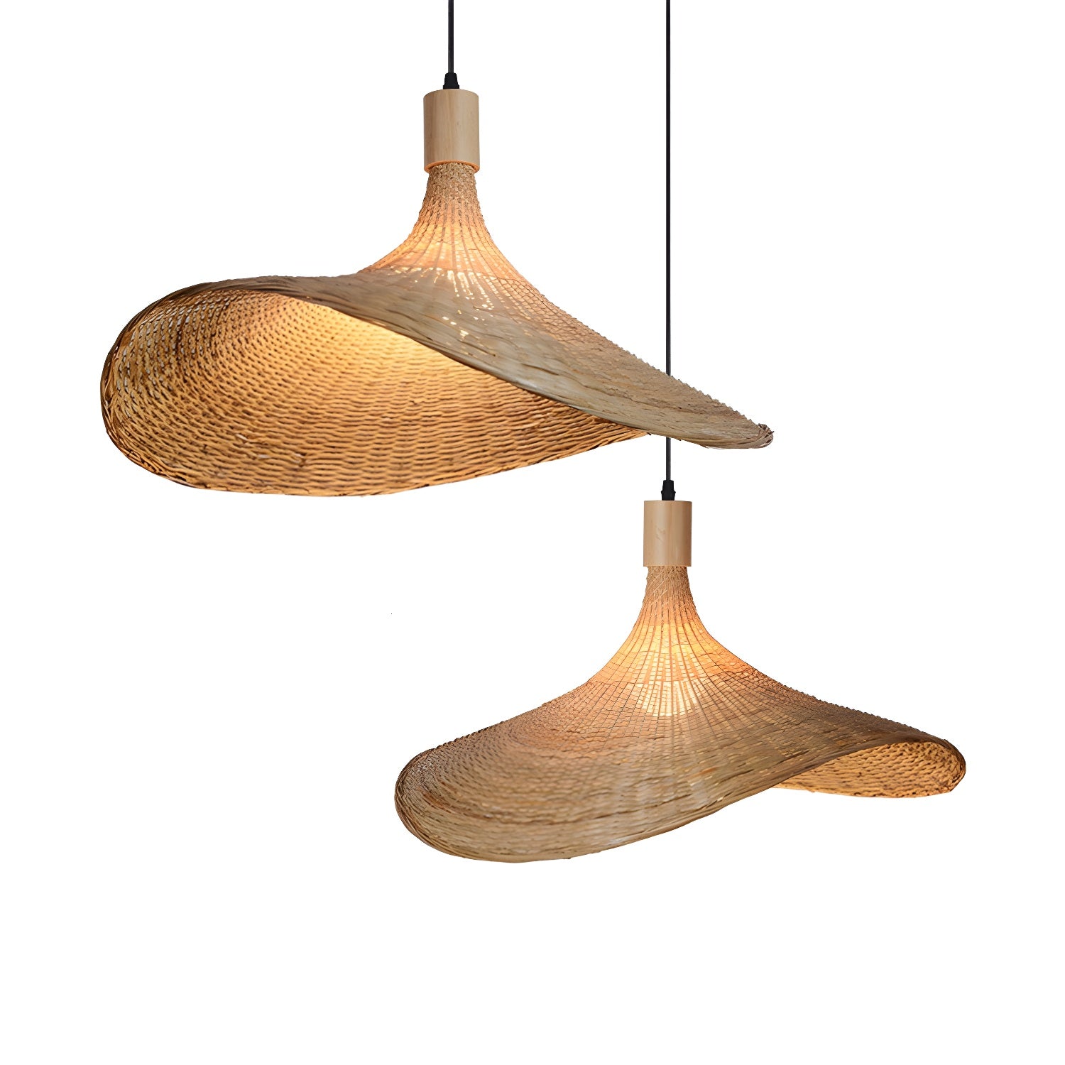 Rattan Weave Hat Pendant Light - Lumpaz