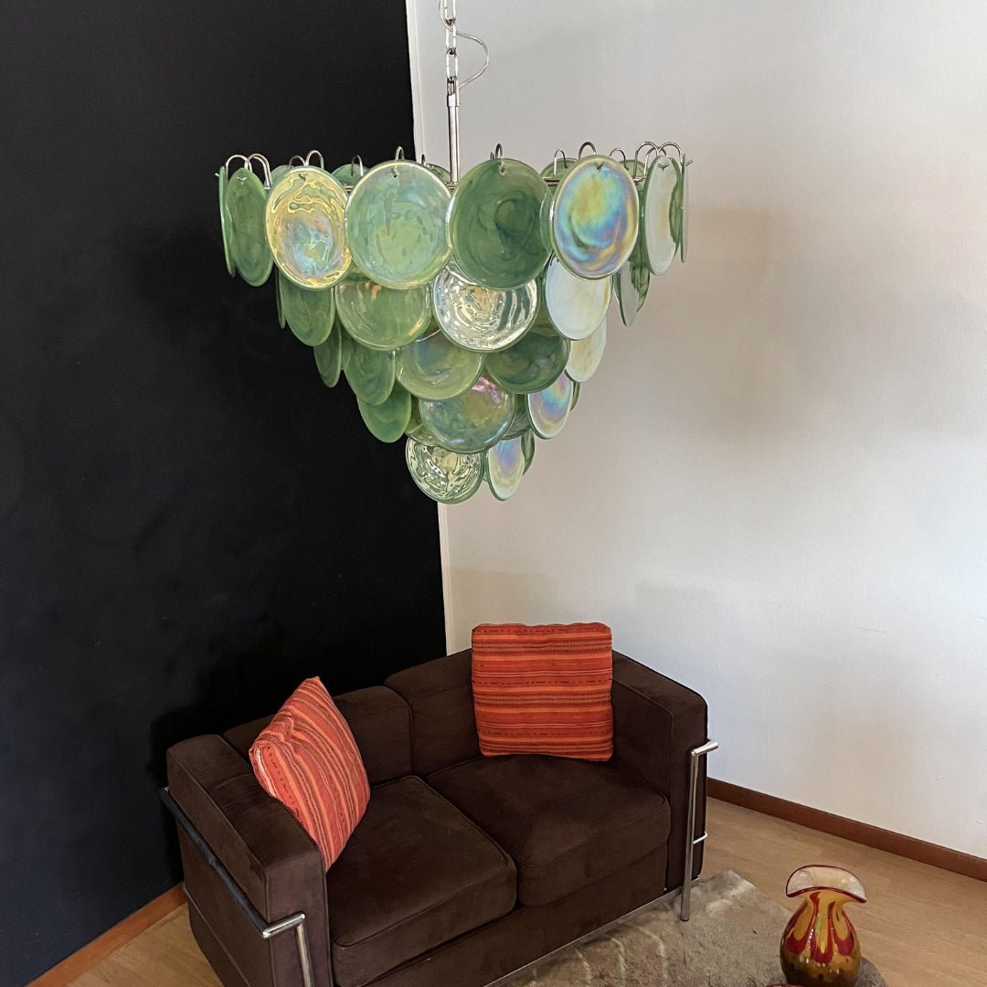 Green Murano Disc Chandelier - Lumpaz