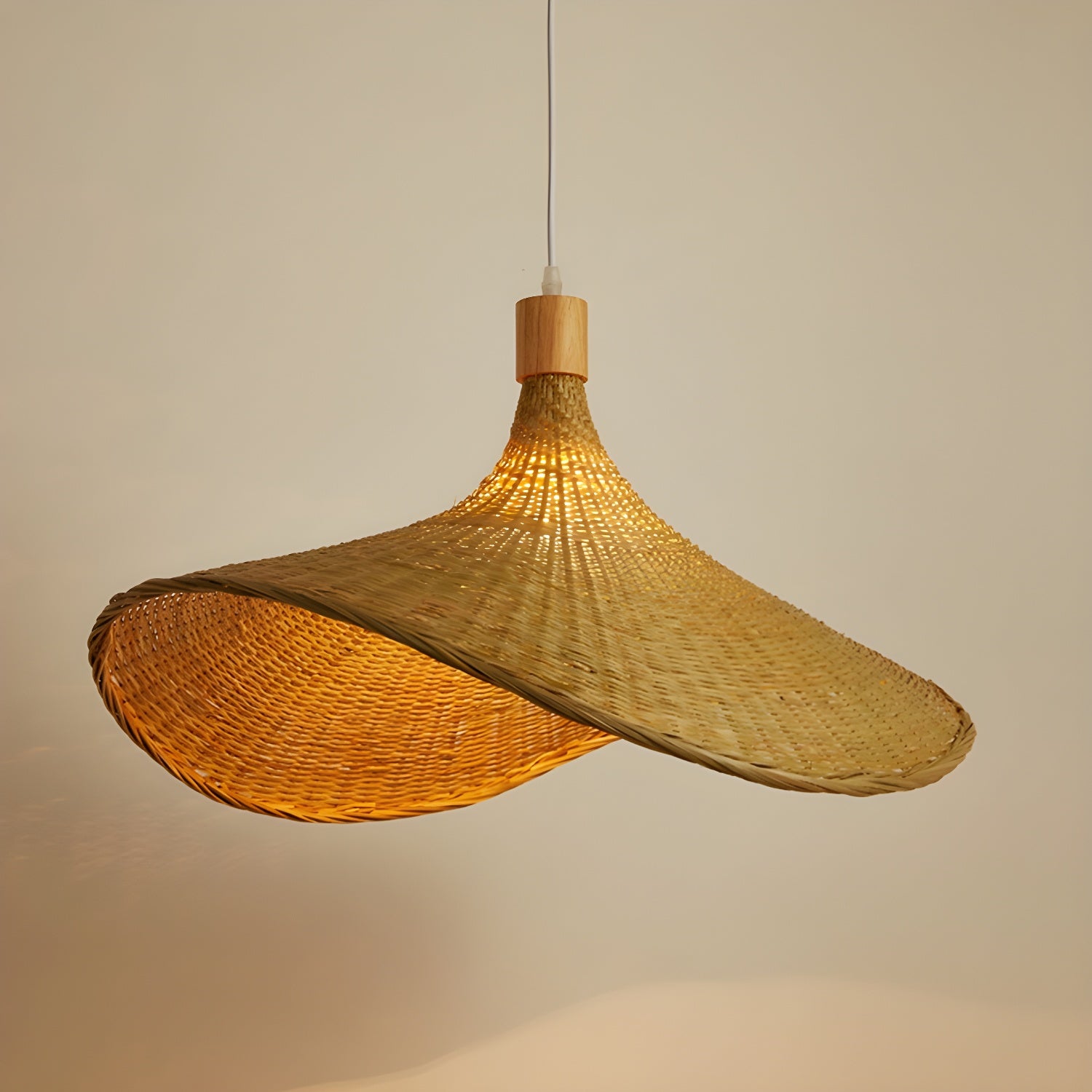 Rattan Weave Hat Pendant Light - Lumpaz