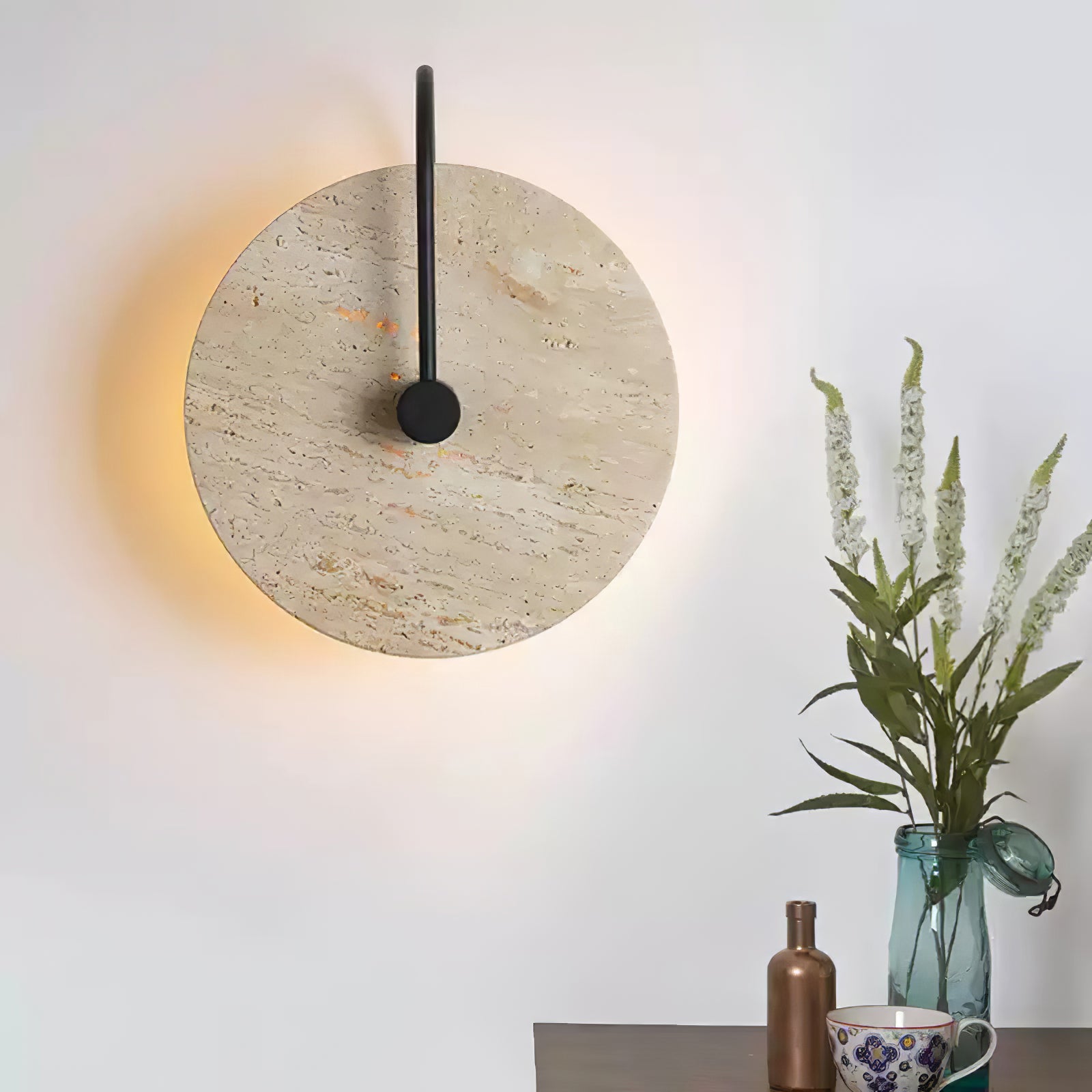 Round Travertine Wall Lamp - Lumpaz