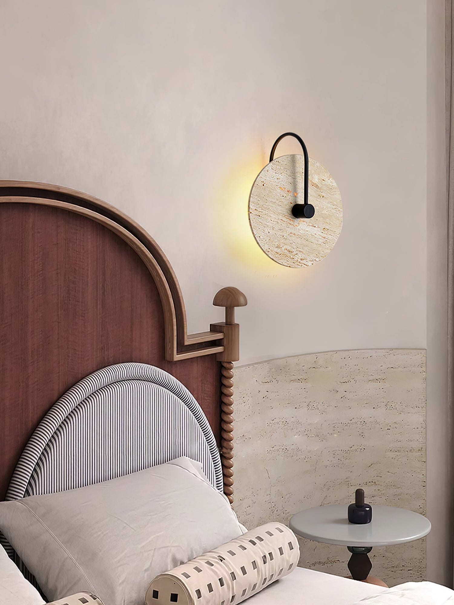 Round Travertine Wall Lamp - Lumpaz