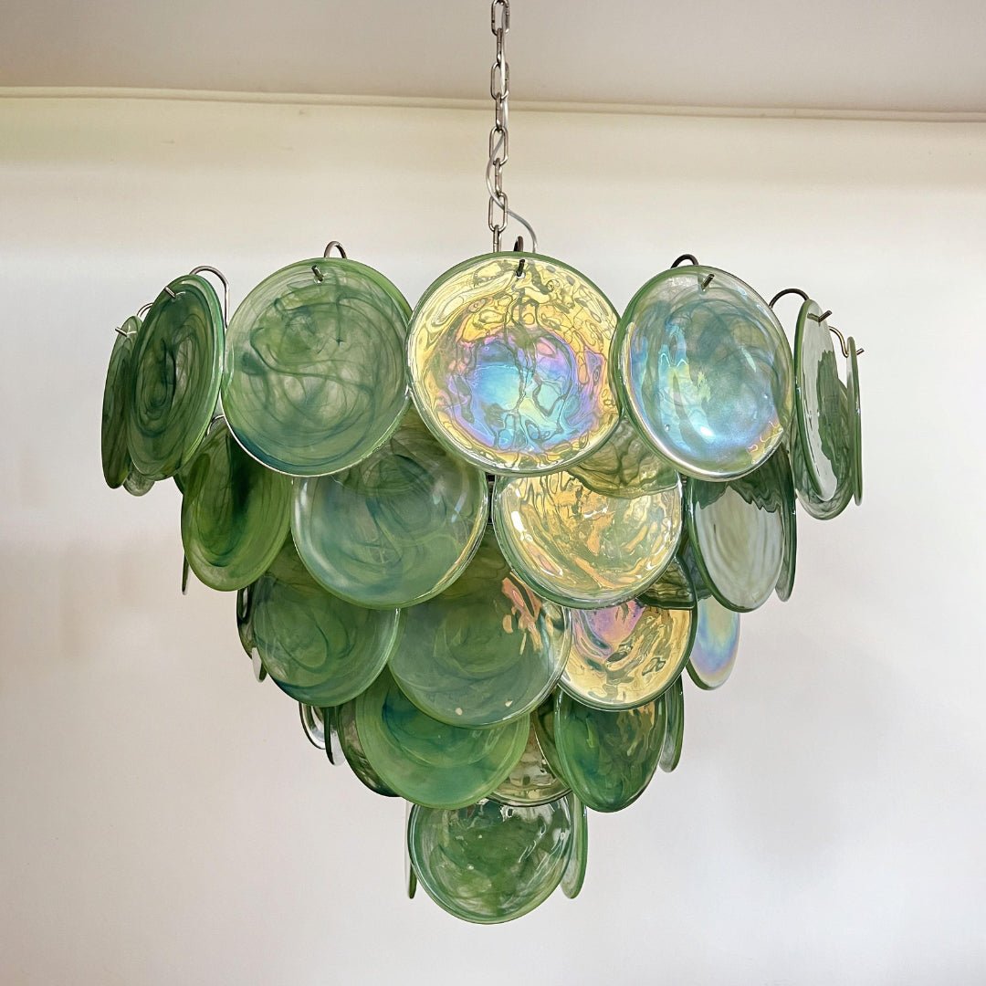 Green Murano Disc Chandelier - Lumpaz