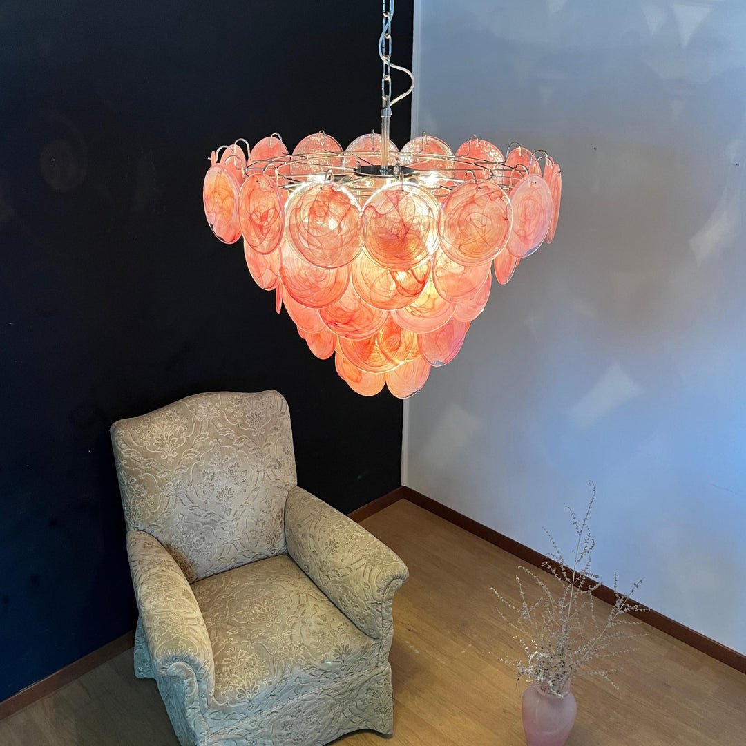 Pink Murano Disc Chandelier - Lumpaz