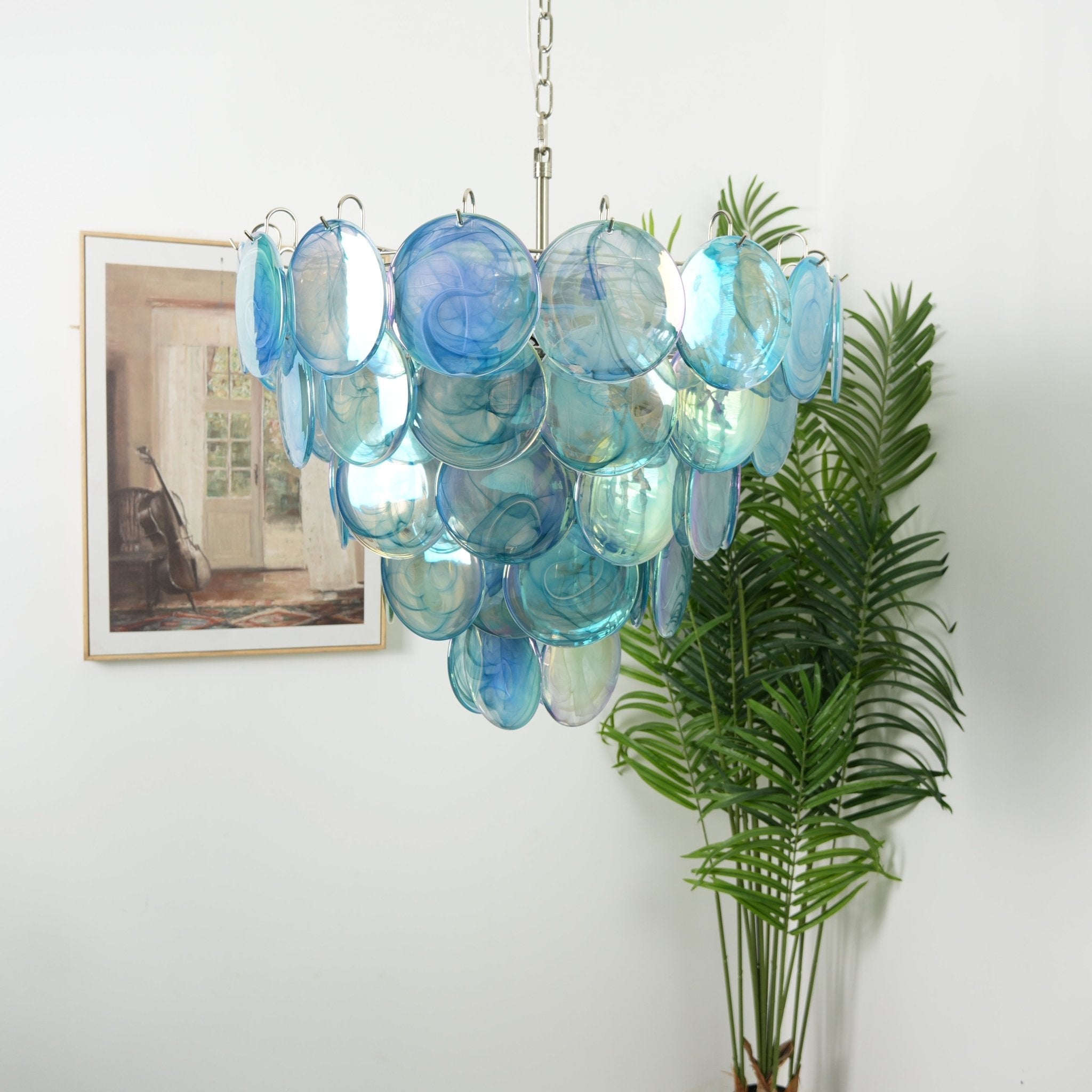 Blue Murano Disc Chandelier - Lumpaz