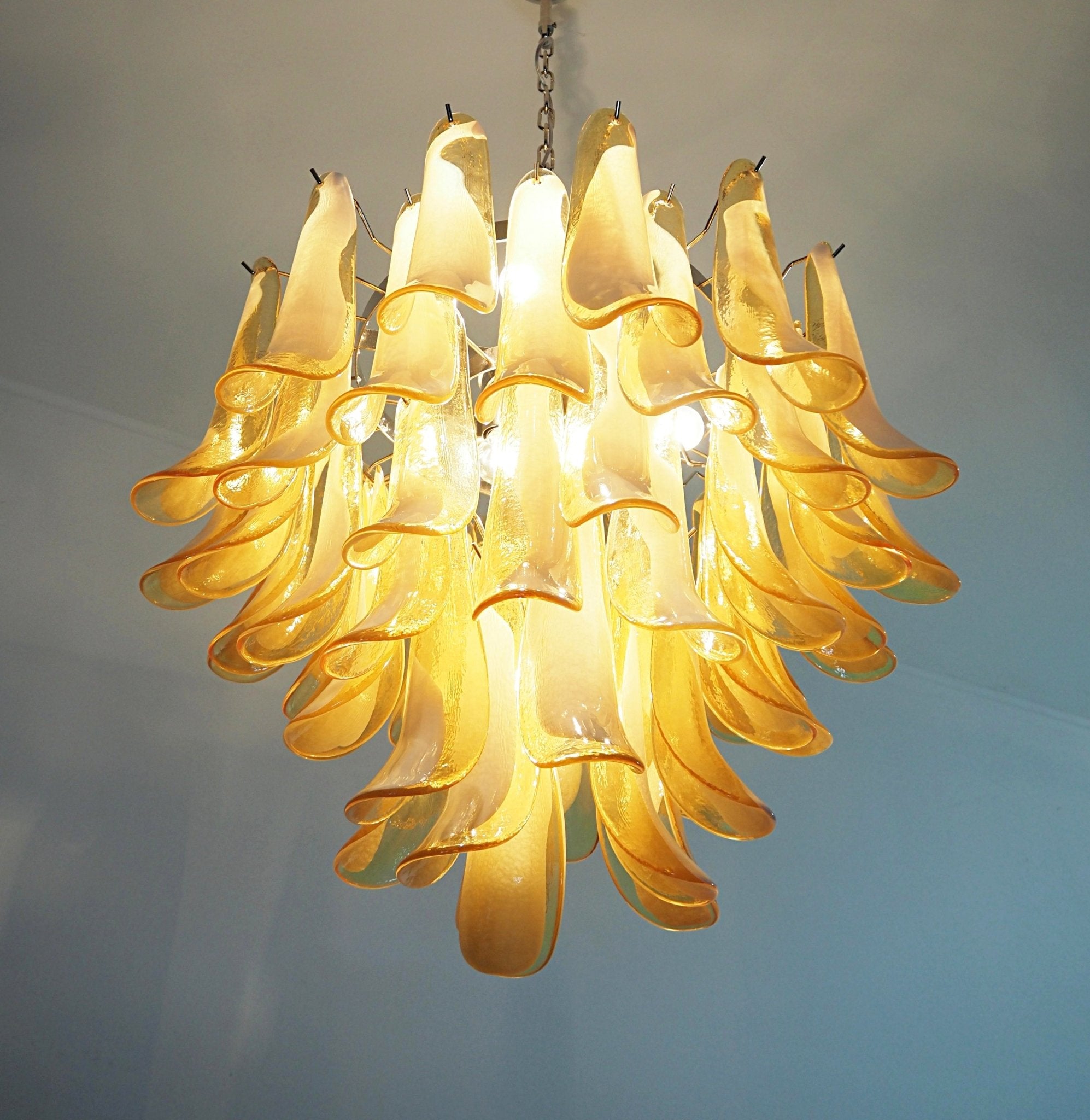 Amber Glass Murano Petals Chandelier - Lumpaz