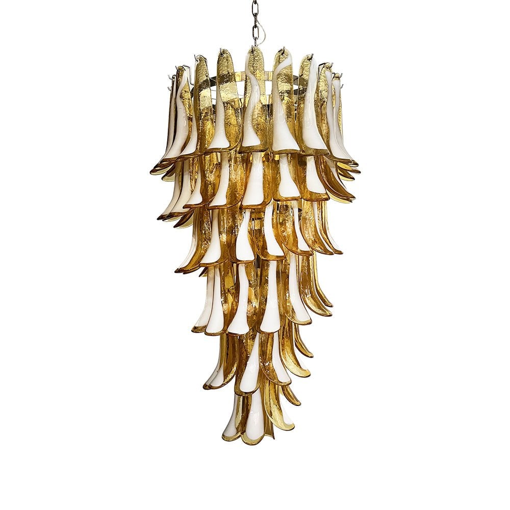 Murano Amber Petals Spiral Chandelier - Lumpaz
