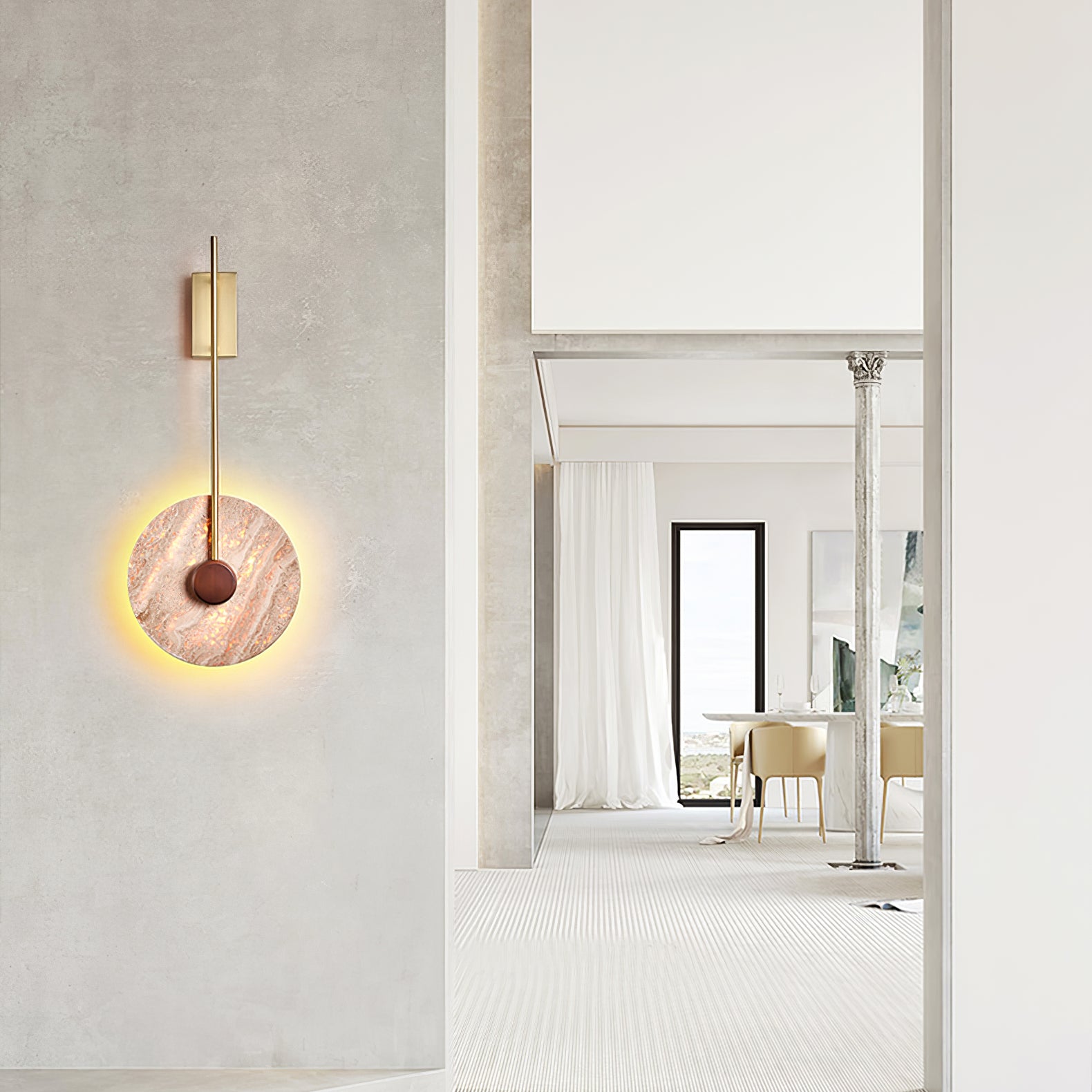 Travertine Disc Wall Lamp - Lumpaz