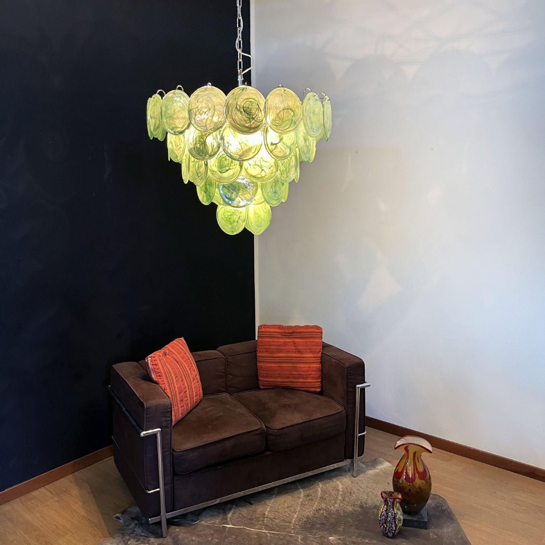 Green Murano Disc Chandelier - Lumpaz
