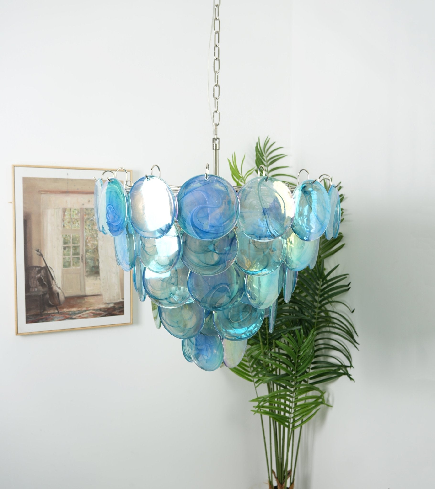 Blue Murano Disc Chandelier - Lumpaz