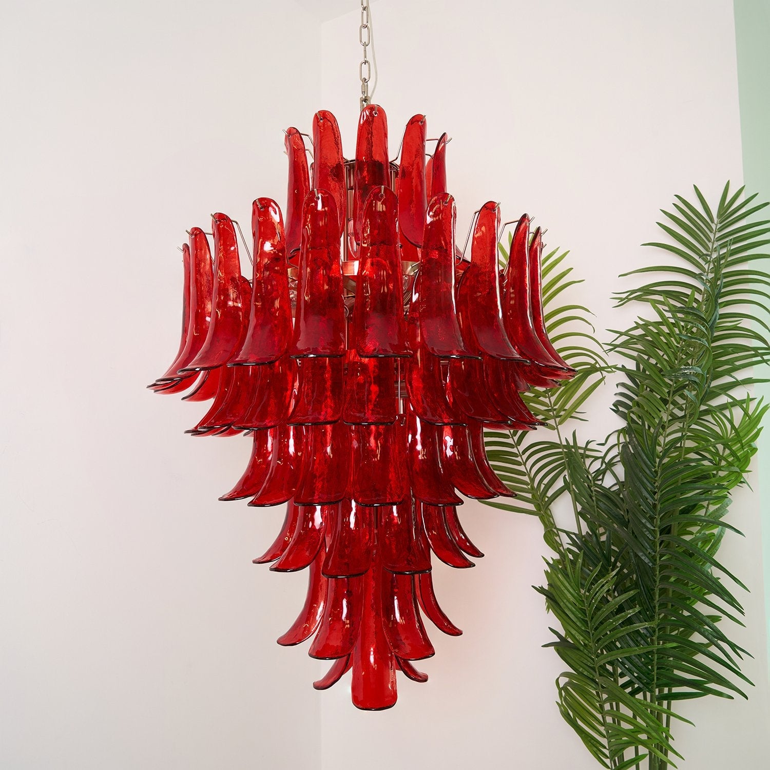 Murano Crimson Cascade Chandelier - Lumpaz