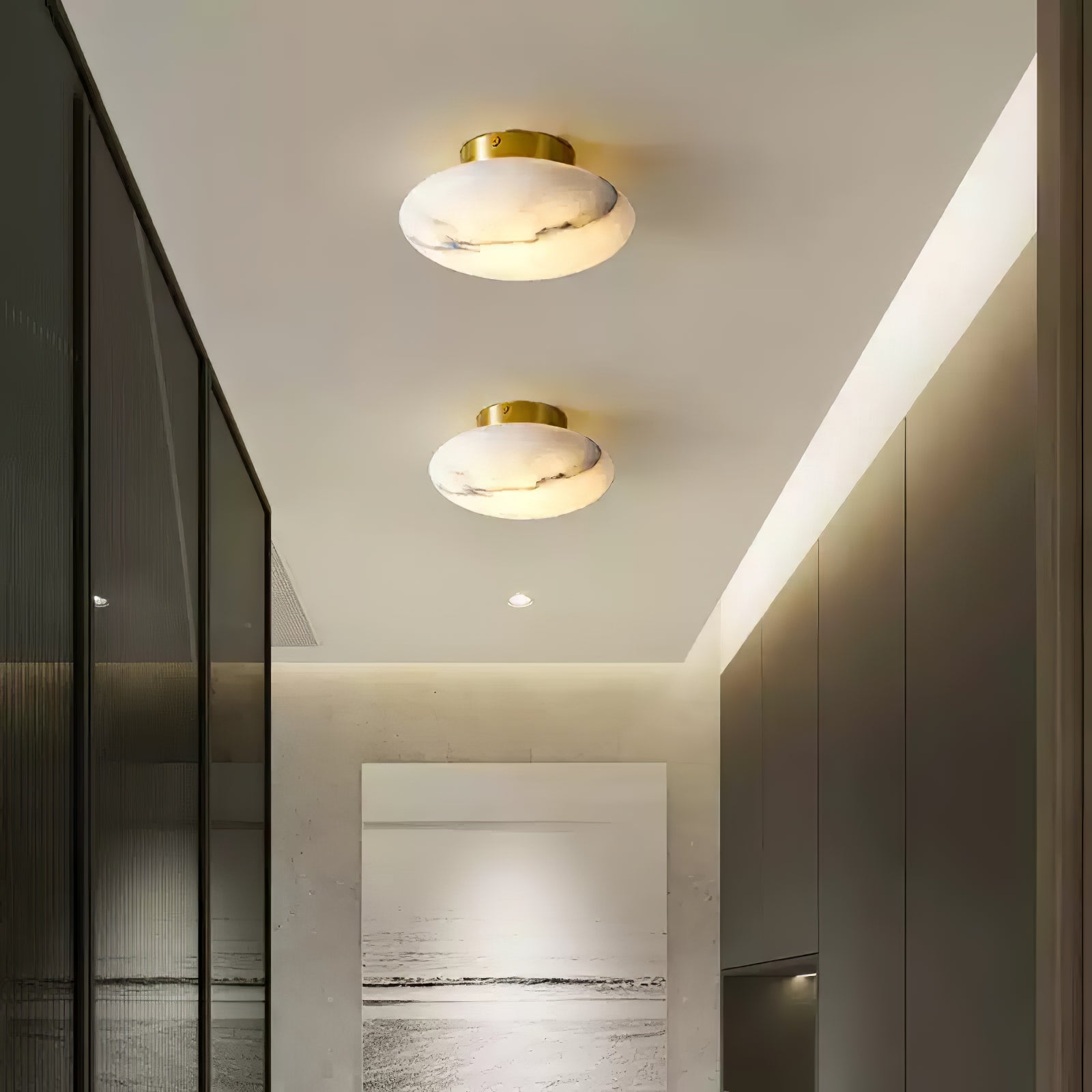 Alabaster Oval Ceiling Lamp - Lumpaz