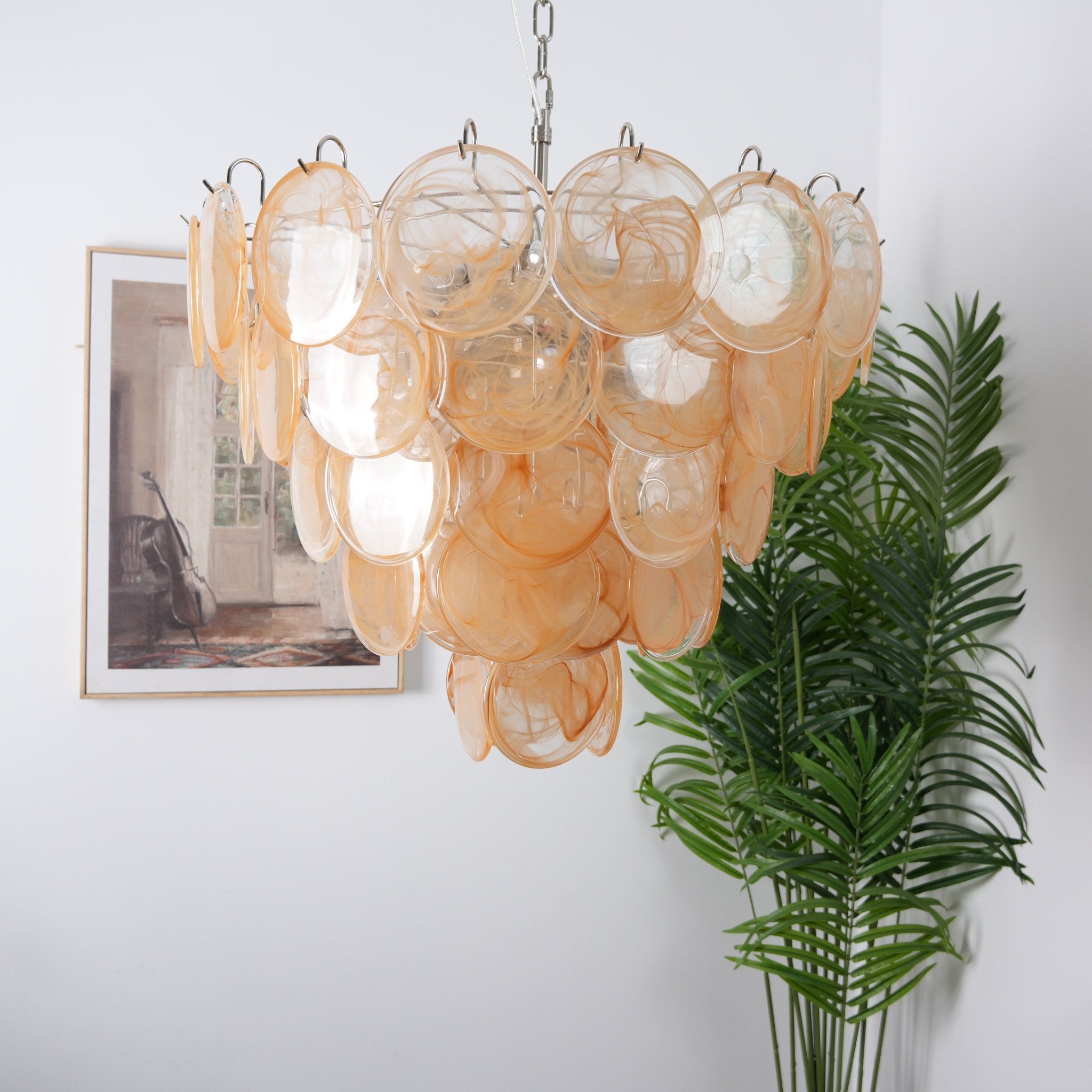 Orange Murano Disc Chandelier - Lumpaz