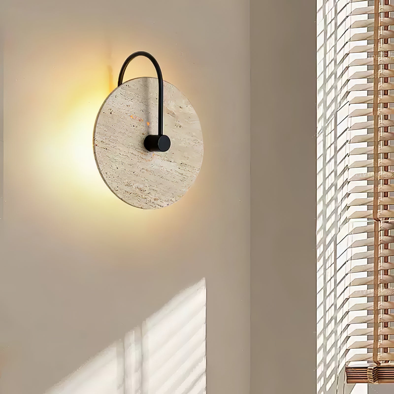 Round Travertine Wall Lamp - Lumpaz