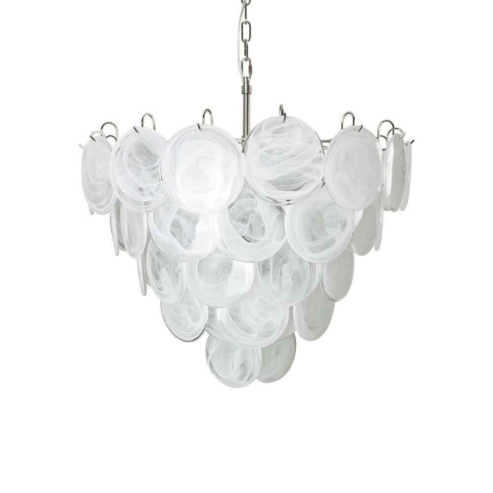 White Murano Disc Chandelier - Lumpaz