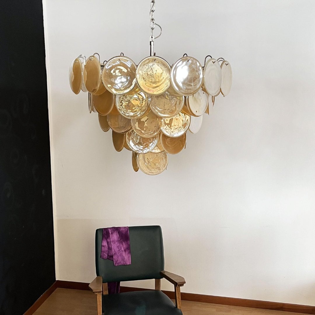 Orange Murano Disc Chandelier - Lumpaz
