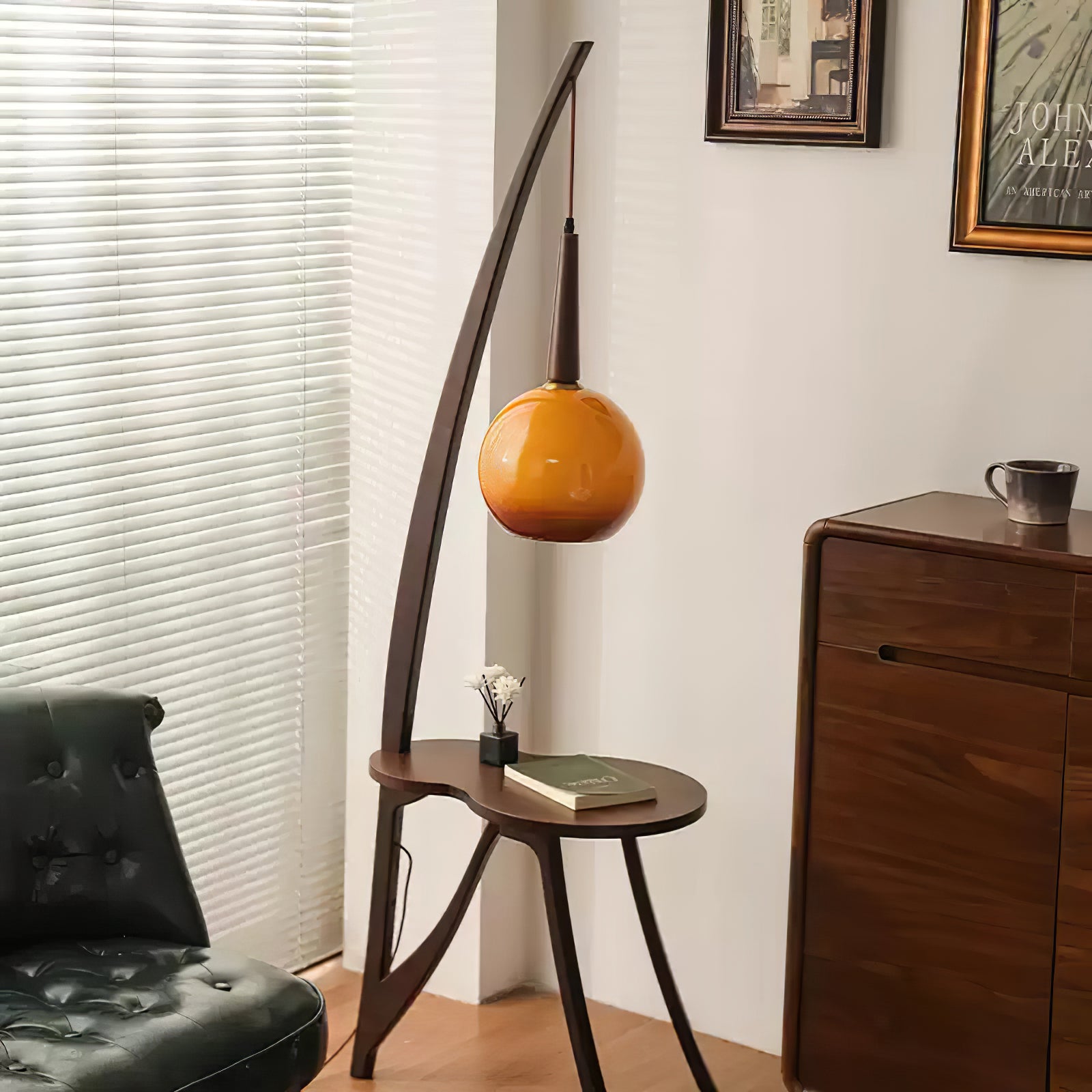 Arc Wood Hanging Floor Lamp - Lumpaz